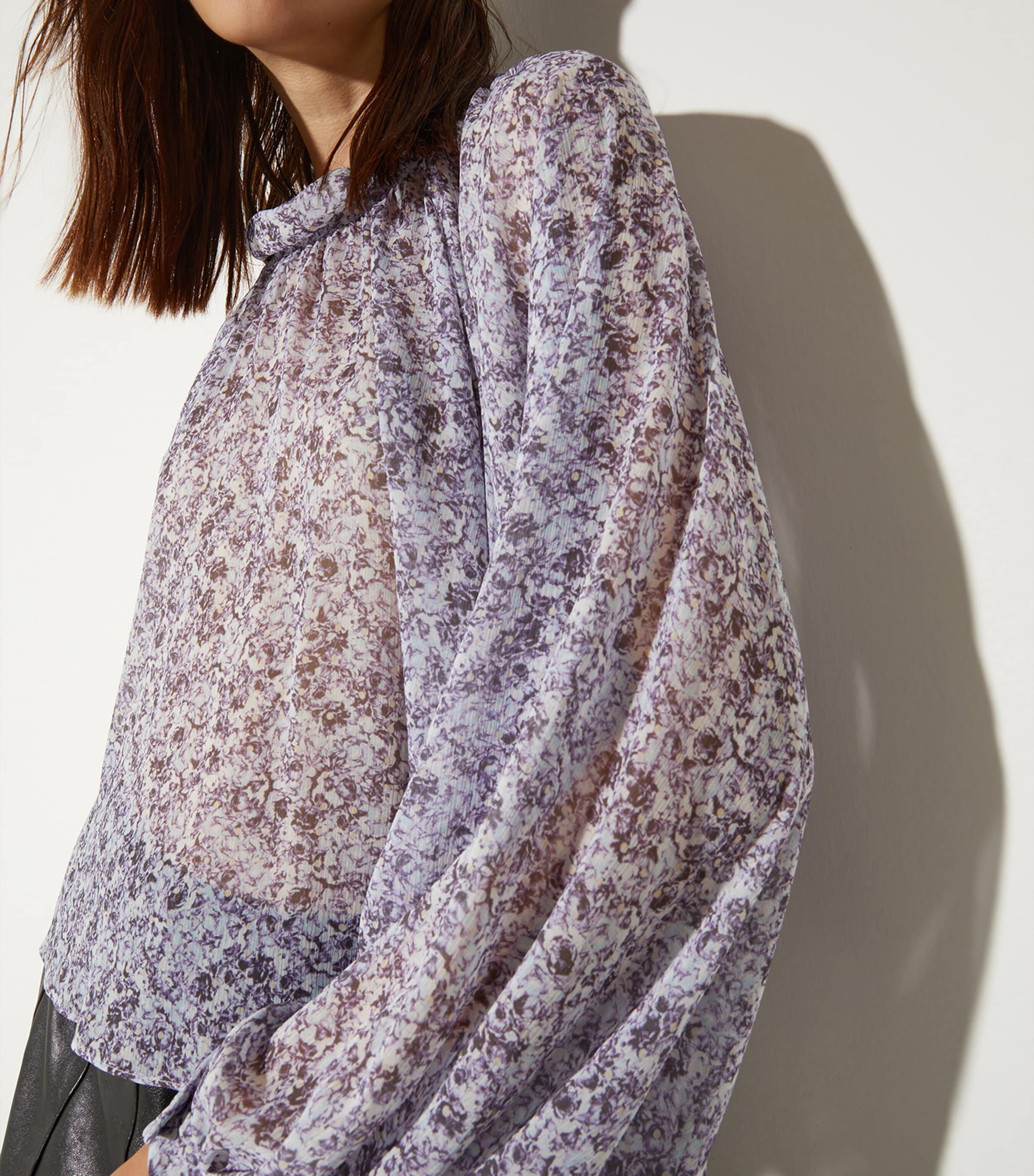 MAX&Co. Womens Crepe Printed Blouse Aubergine Image 6