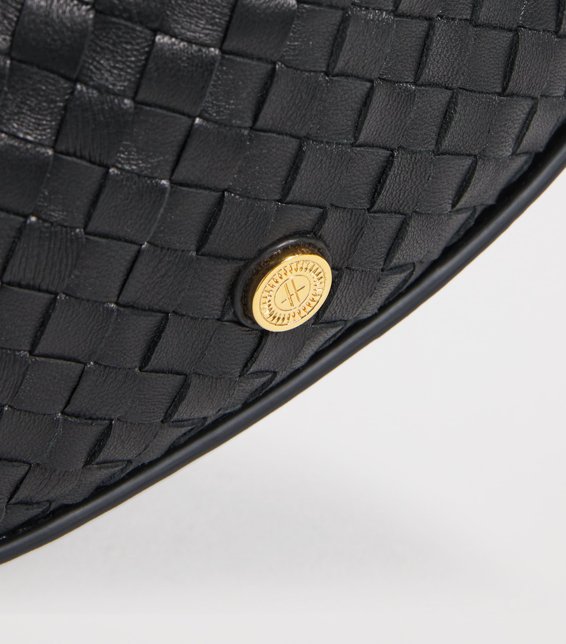 Harrods Small Leather Woven Crescent Shoulder Bag Black Image 4