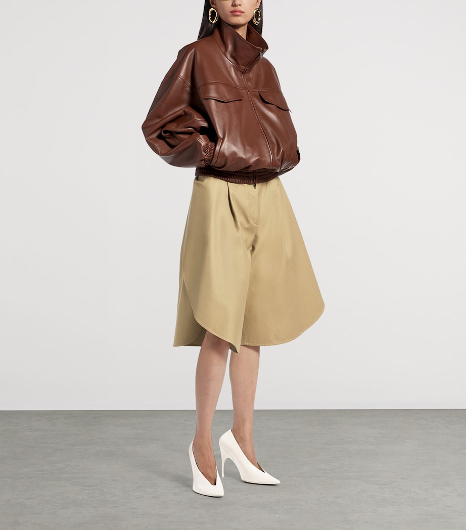 Balenciaga Womens Oversized Cropped Leather Jacket Image 2