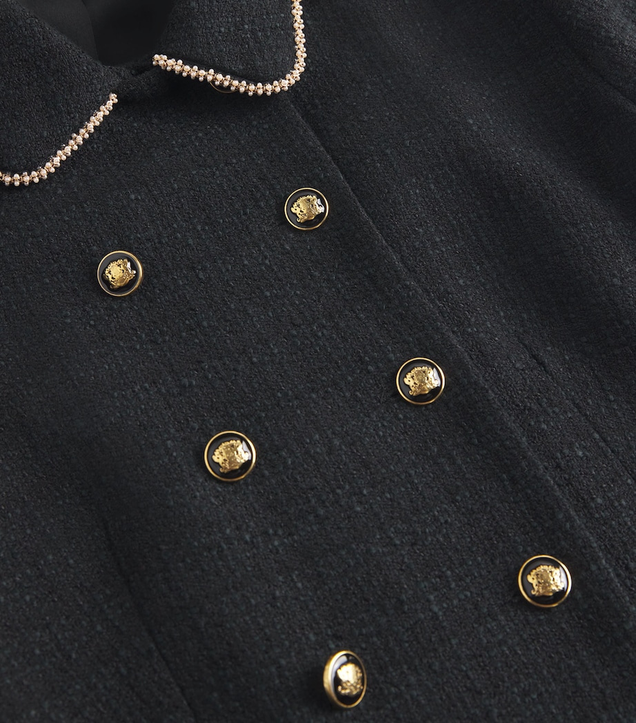 Tweed Buttoned Mini Dress BLACK Image 5