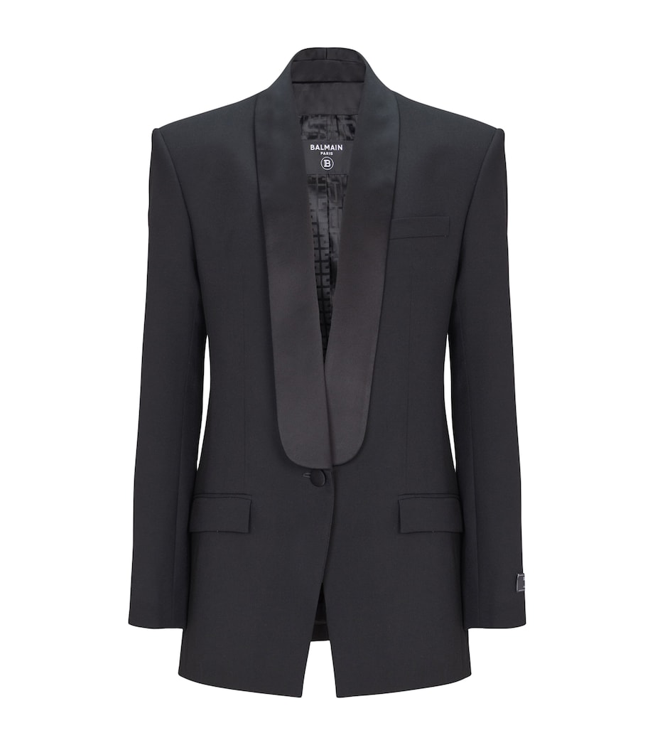 Balmain Mens Wool Shawl-Lapel Tuxedo Jacket Eap Noir/noir Image 1