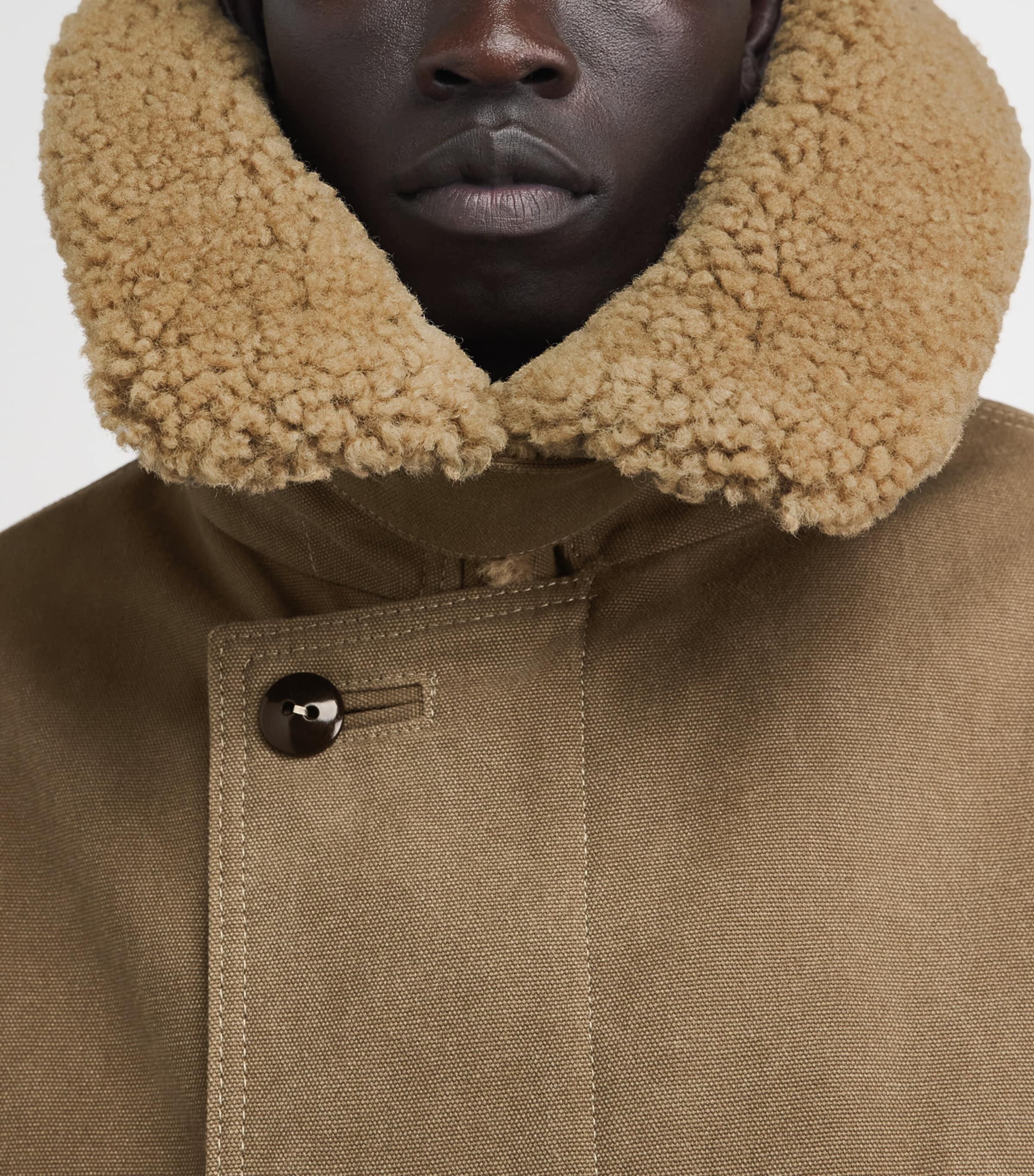 Lemaire Mens Shearling Winter Parka Sisal Image 3
