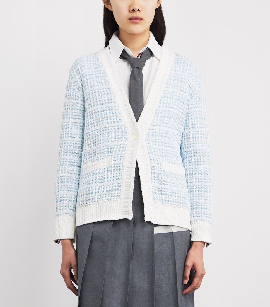 Thom Browne Womens Tweed V-Neck Cardigan Seasonal Multi Image 4