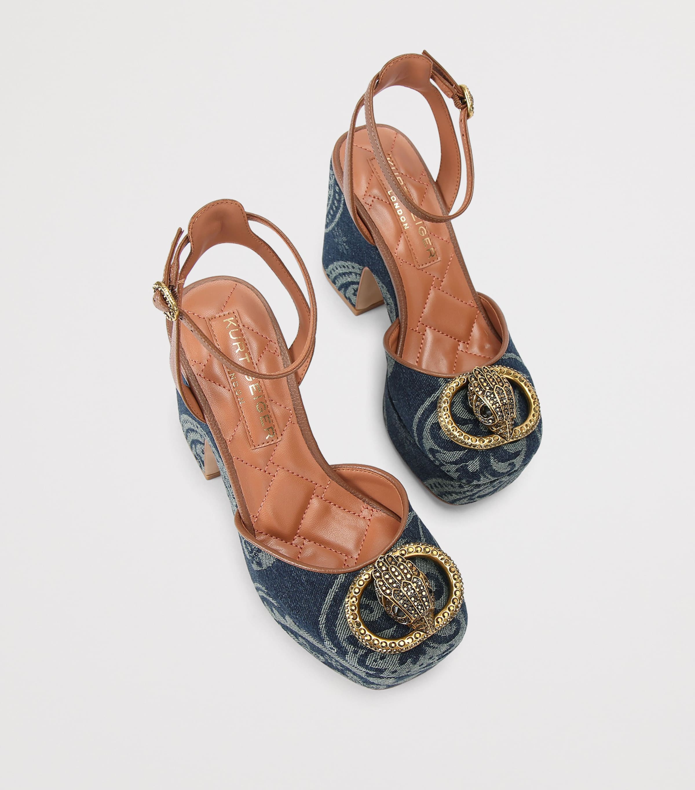 Kurt Geiger London Denim Embellished Chelsea Platform Heels Blue/pal.c Image 4