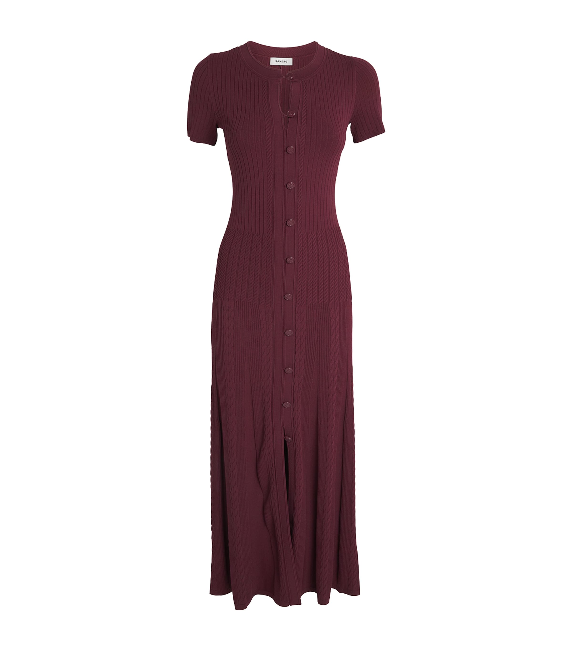 Sandro Knitted Midi Dress In Red