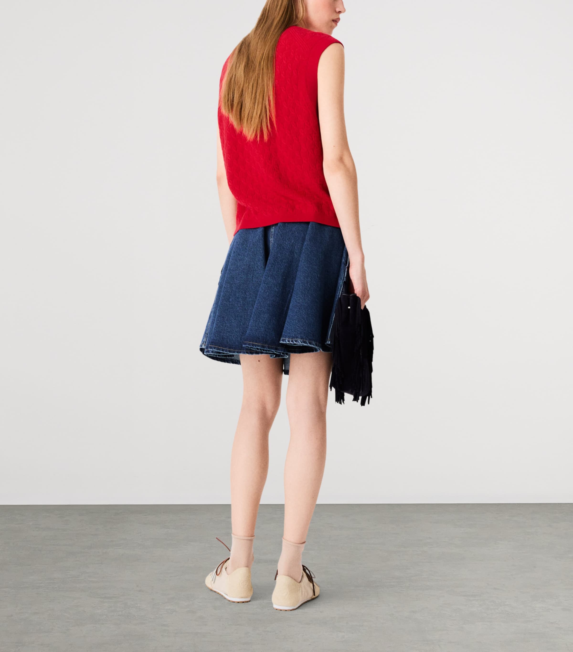 Maje Womens Wool-Cashmere Knitted Sweater Vest Red Image 3
