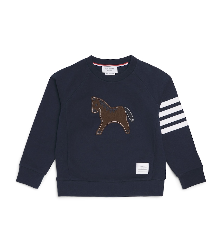 Thom Browne Kids Cotton Horse Sweatshirt (2-12 Years) Navy Image 1