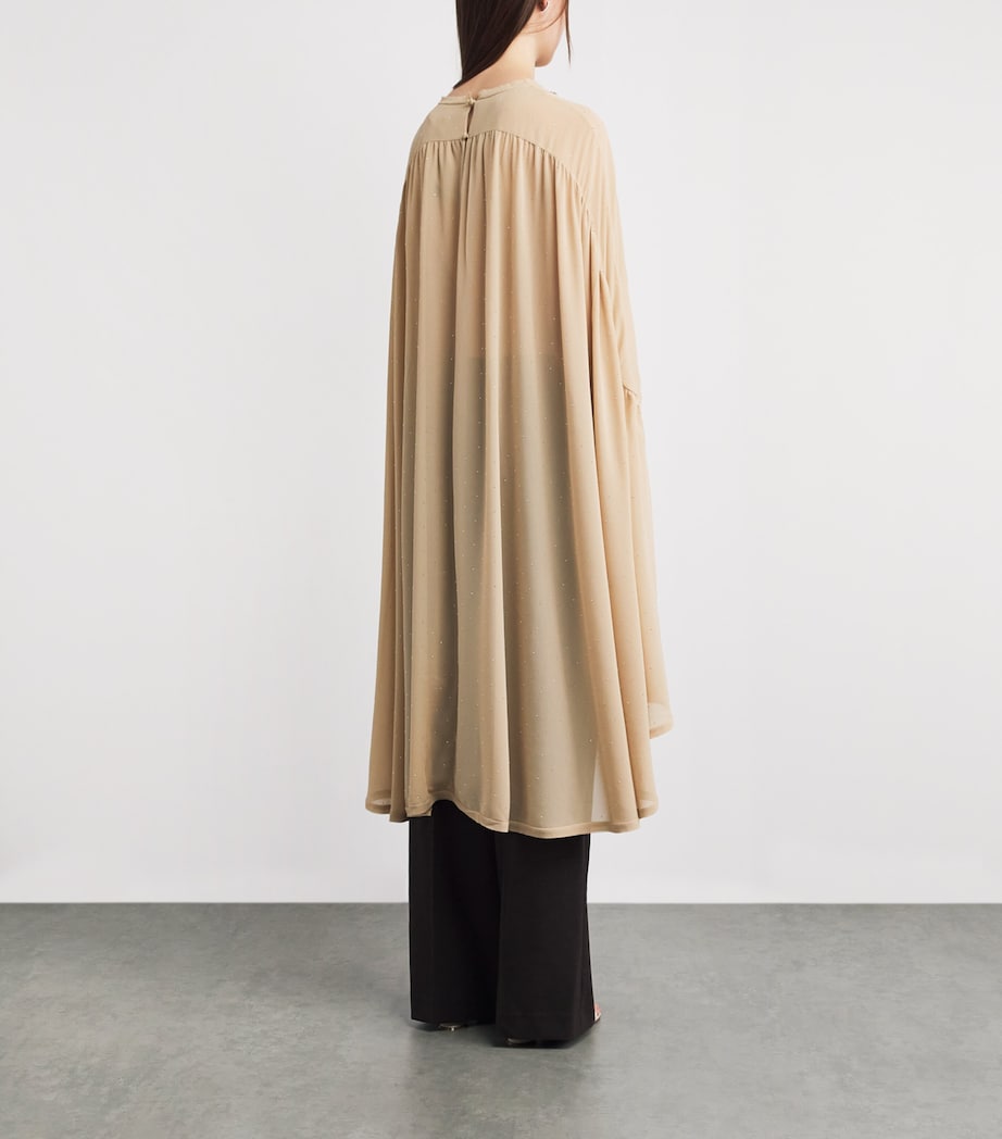 Maje Womens Embellished Chiffon Cape Top Sand Image 4