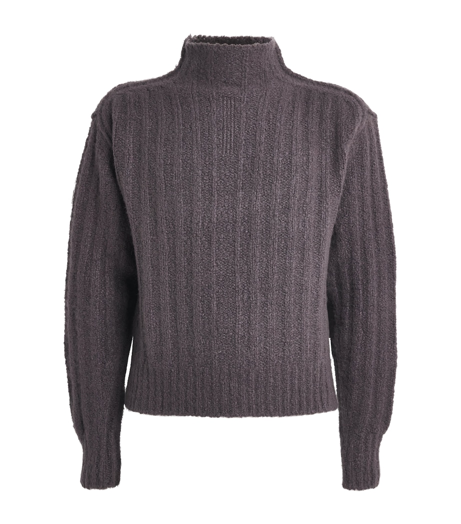 Rick Owens Mens Cashmere-Silk Funnel-Neck Sweater Drkdust Image 1