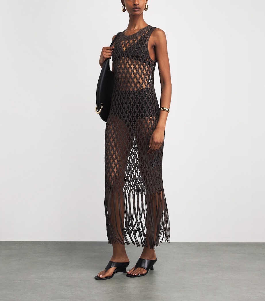 Simkhai Womens Macrame Jensen Midi Dress Chocolate Image 2