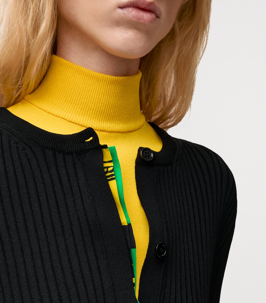 LOEWE Womens Ribbed Contrast-Detail Cardigan Black/multicolor Image 5