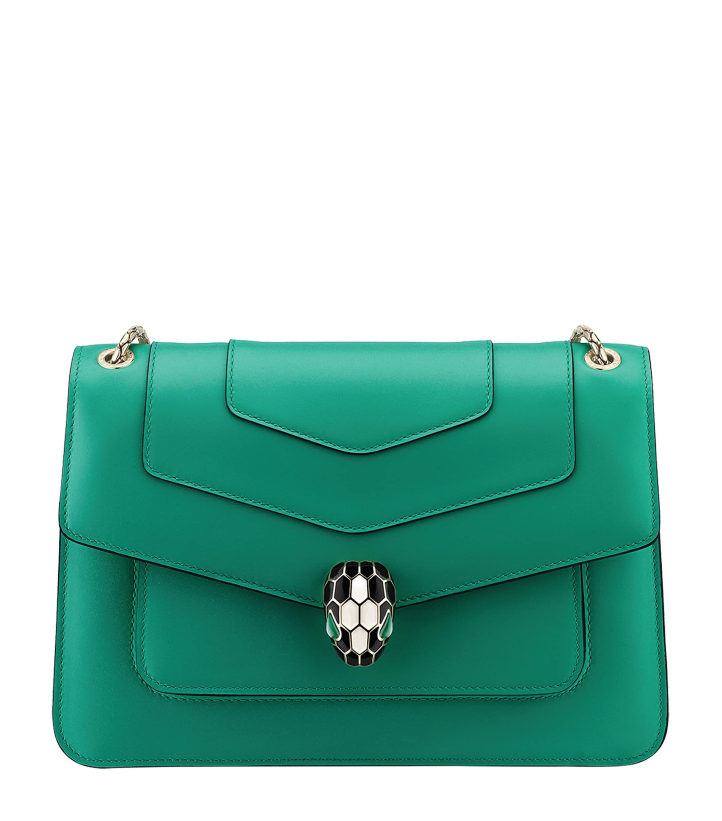 Medium Leather Serpenti Forever Shoulder Bag GREEN LIGHT Image 1