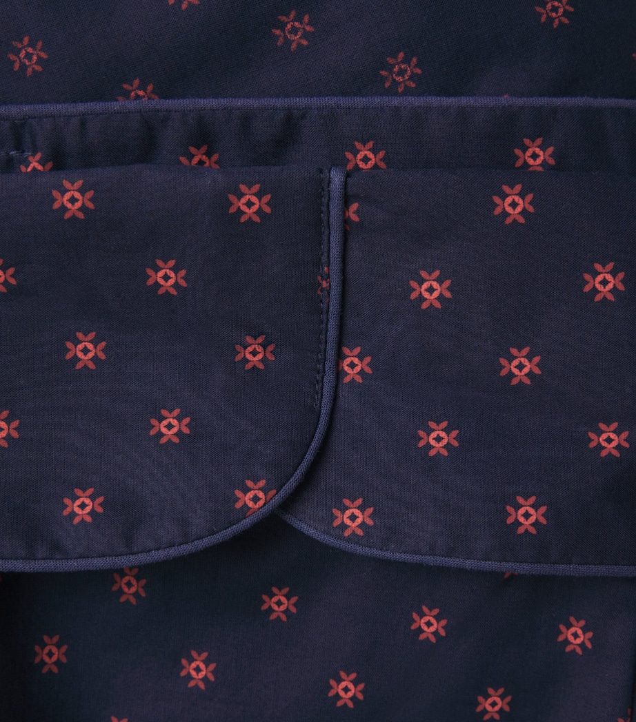Derek Rose Mens Printed Nelson Robe Nav Image 6