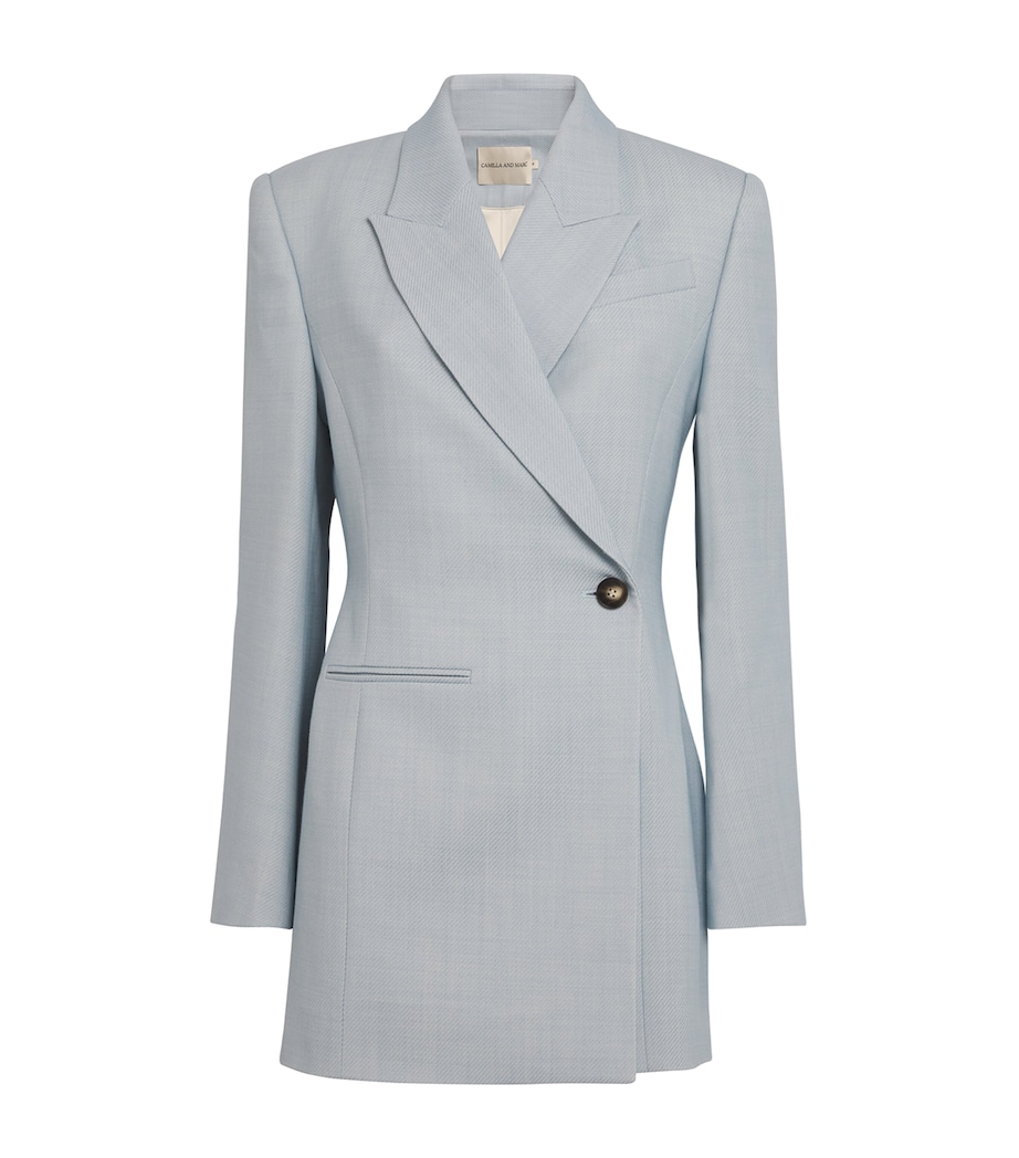 Wool-Blend Asymmetric Gehry Blazer L60 CHALKY BLUE Image 1