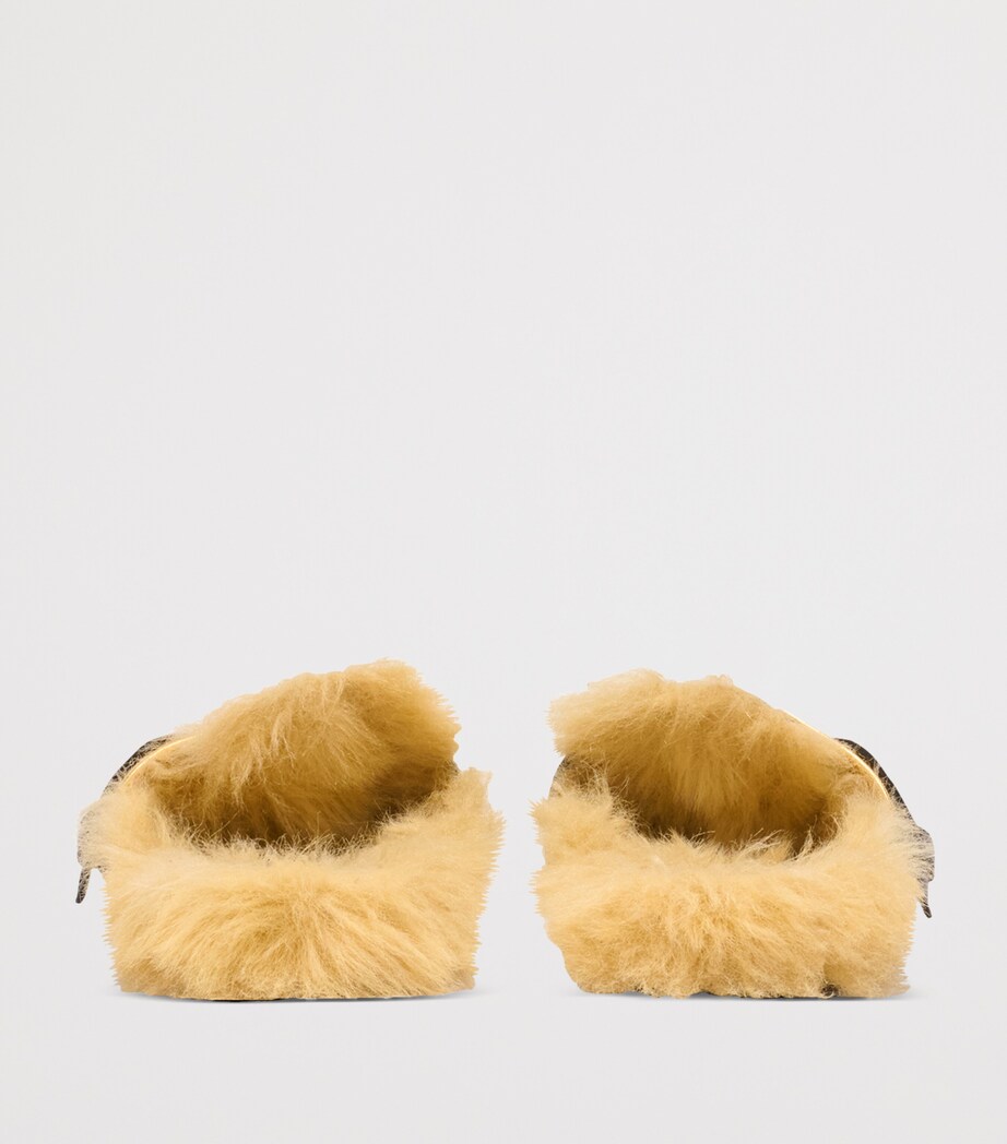 Leather Faux Fur-Lined Mules 0PA NOIR Image 6