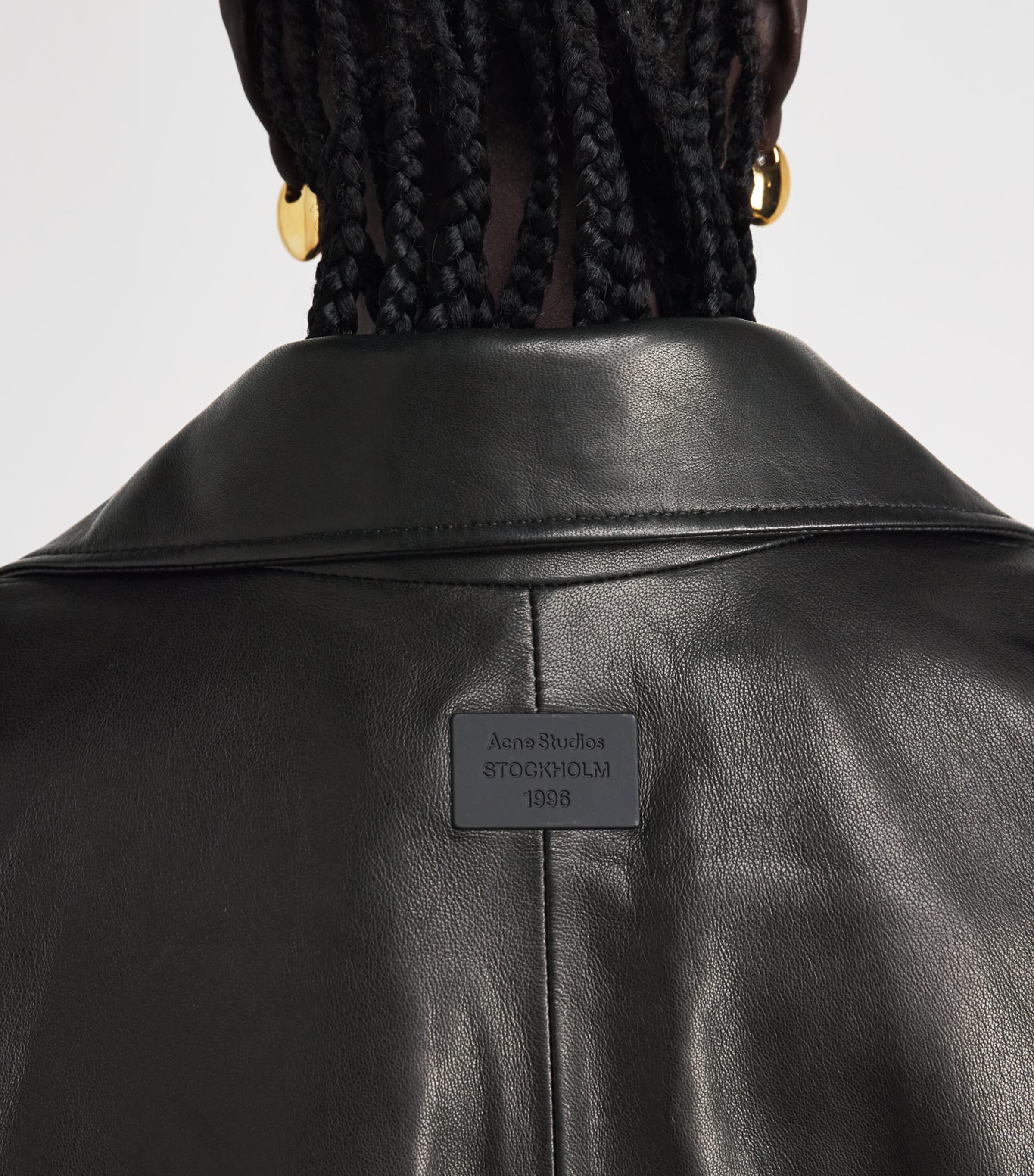 Acne Studios Womens Leather Bomber Jacket Black Image 3