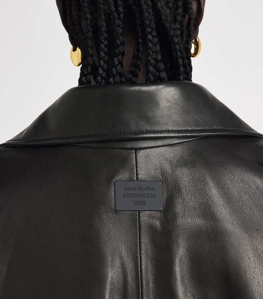 Acne Studios Womens Leather Bomber Jacket Black Image 3