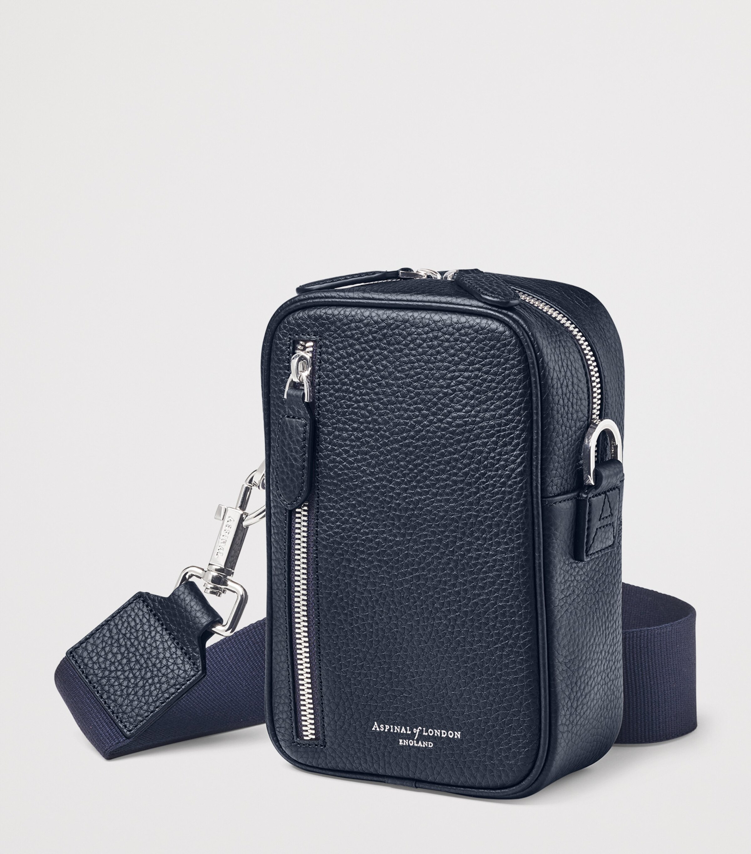 Leather Reporter North South Cross-Body Bag NAVY Image 4