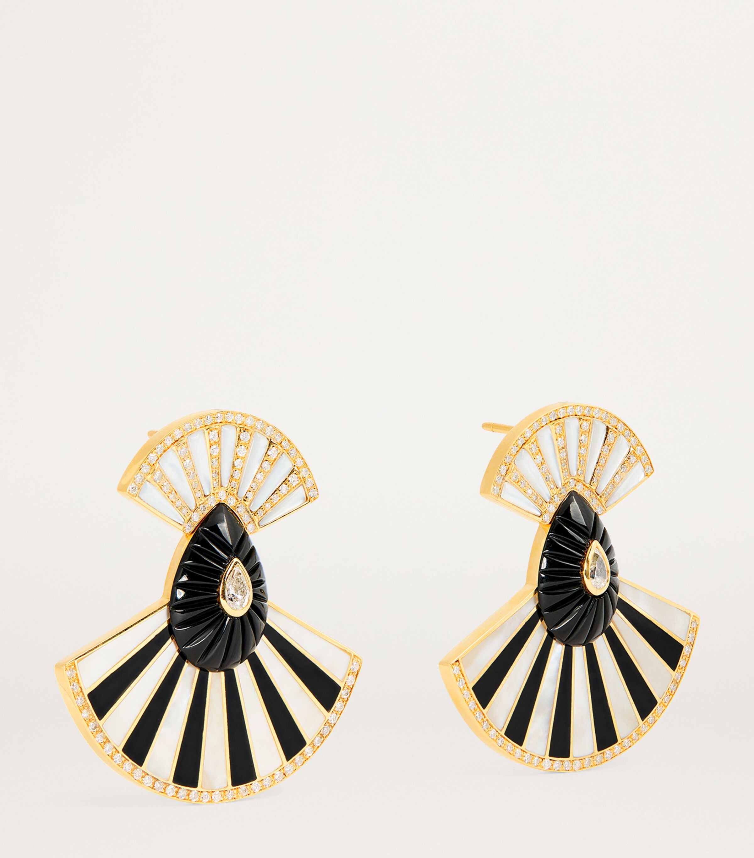 L'ATELIER NAWBAR Yellow Gold, Diamond and Onyx Bond Steet Earrings Yellow Gold Image 3