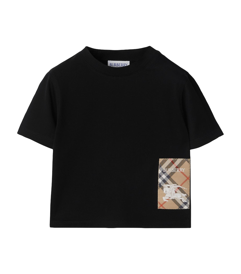 Cotton Check-Patch T-Shirt (6-24 Months) BLACK Image 1