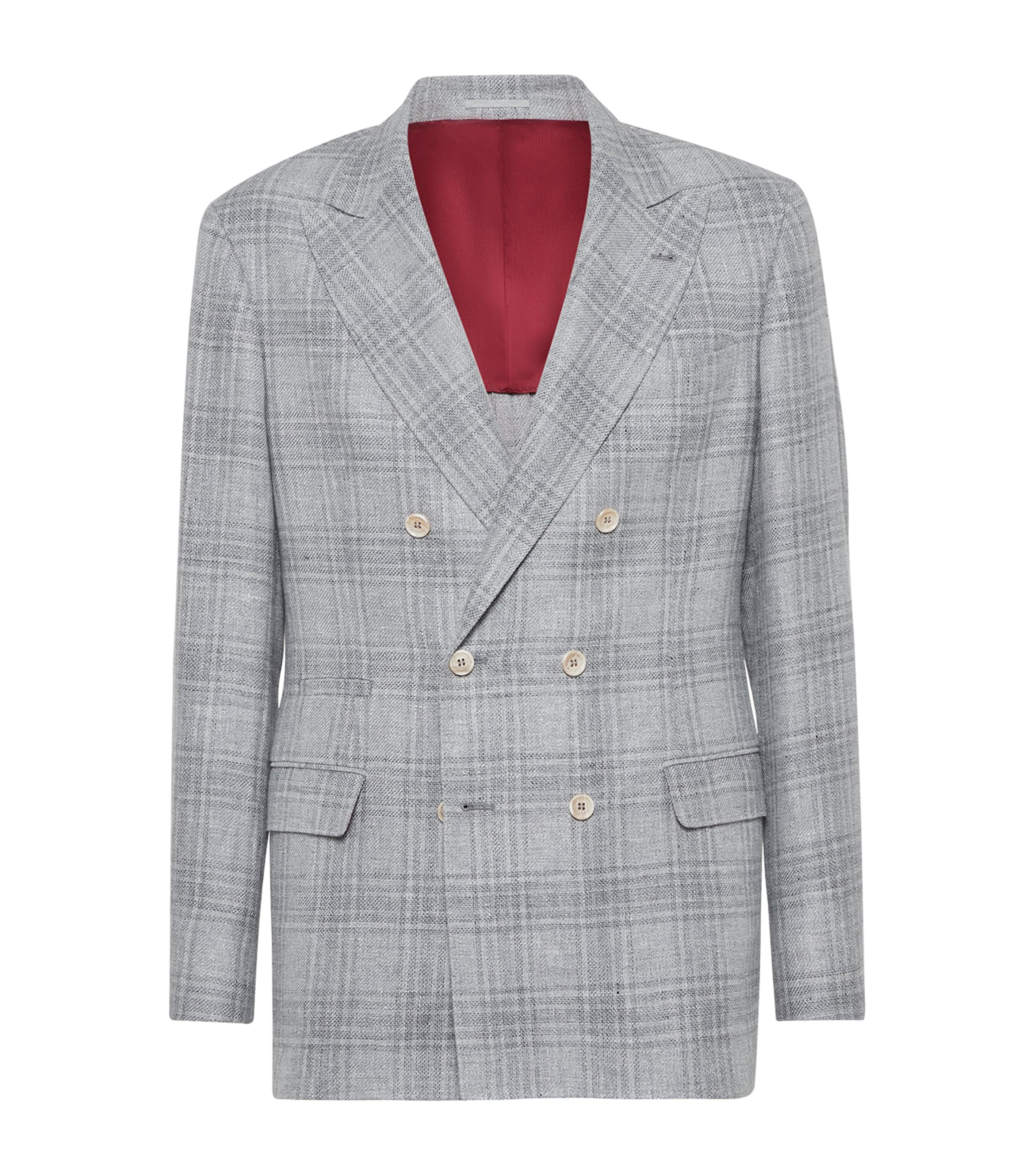Brunello Cucinelli Grey Suit-type Linen Blazer In Grey