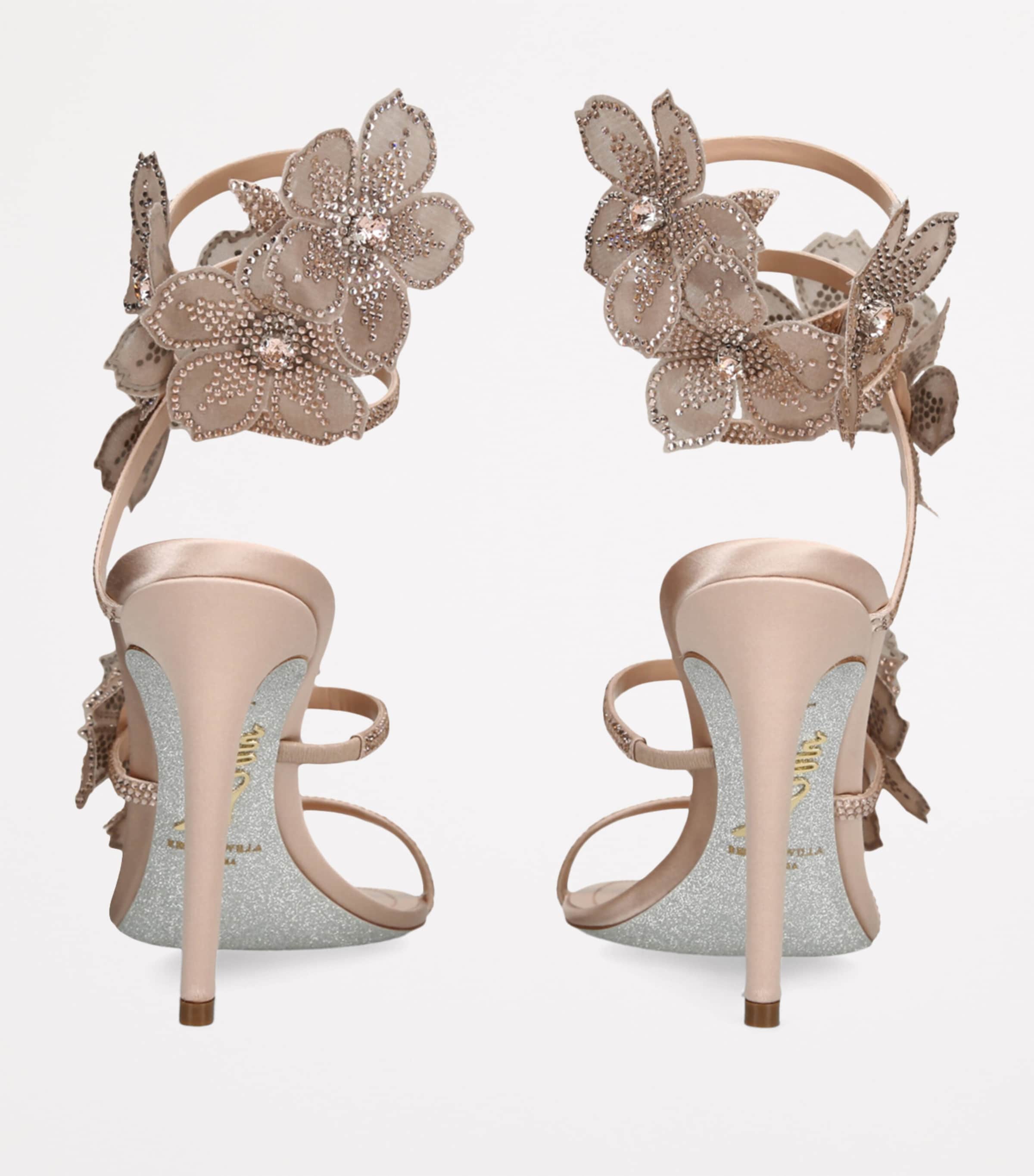 René Caovilla Satin Floral Cleo Sandals 105 Blush Image 2