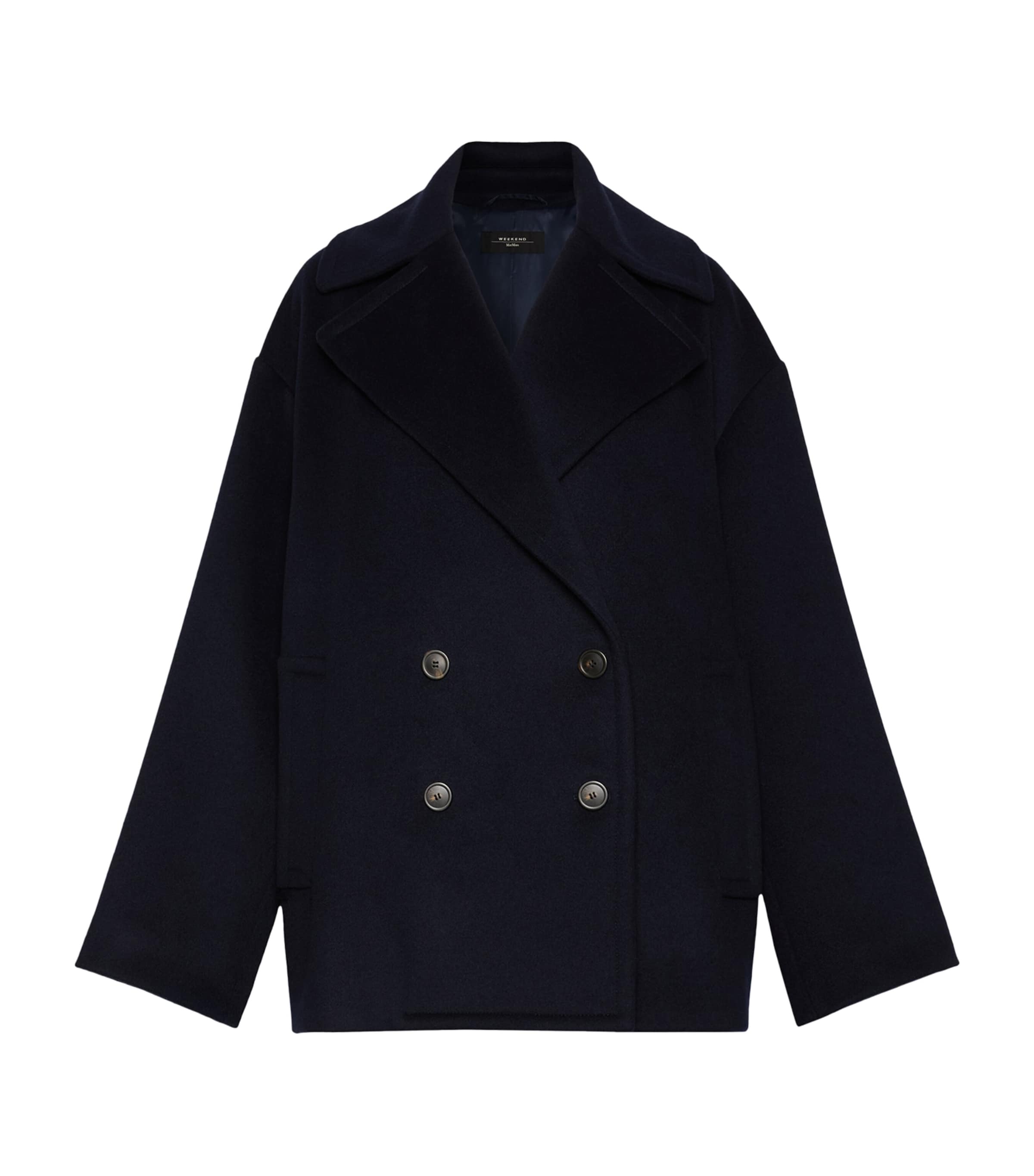 Weekend Max Mara Virgin Wool Short Coat In Navy