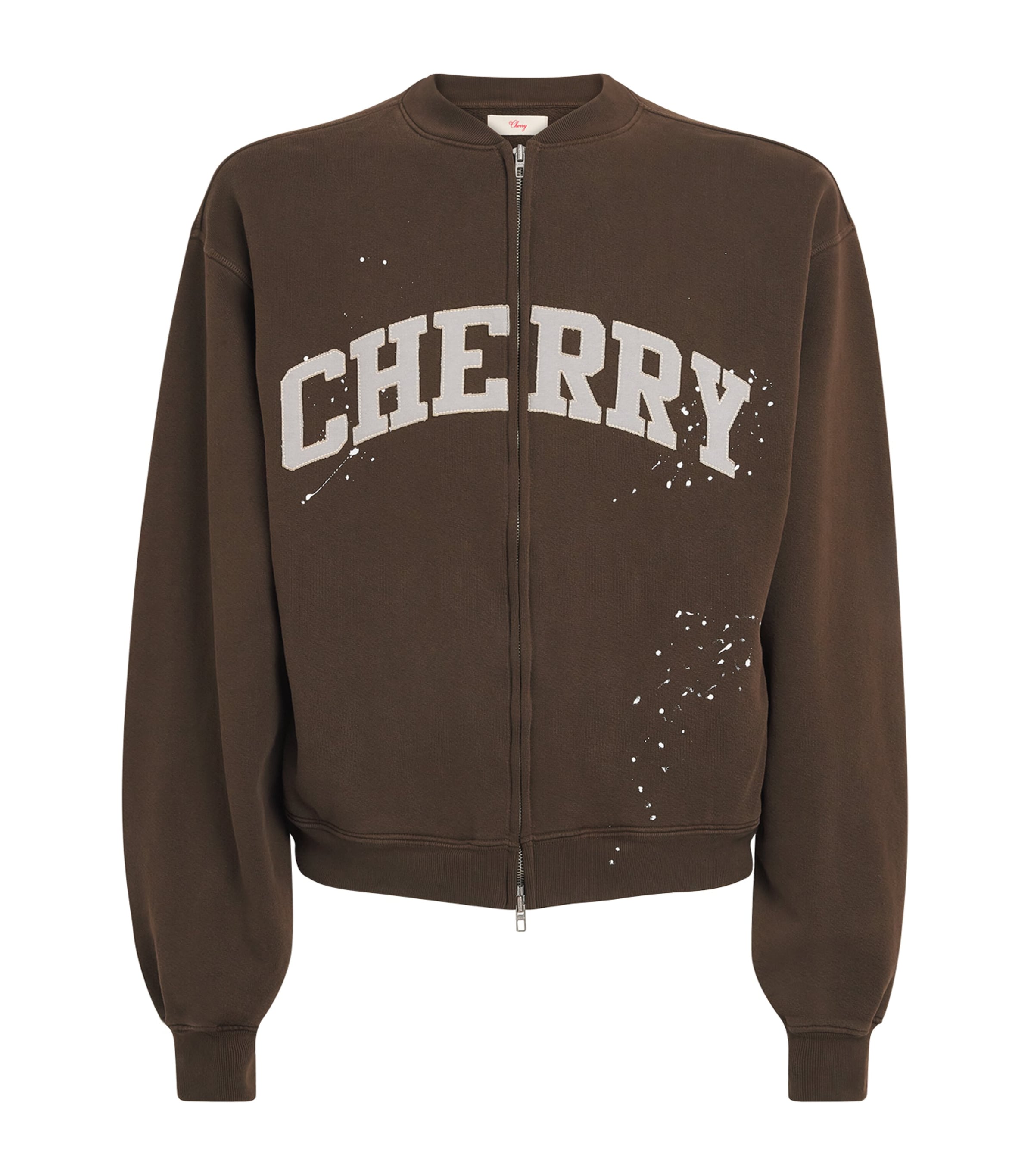 Cherry Los Angeles Mens Cotton Logo Zip-Up Sweater Chocolate Image 1