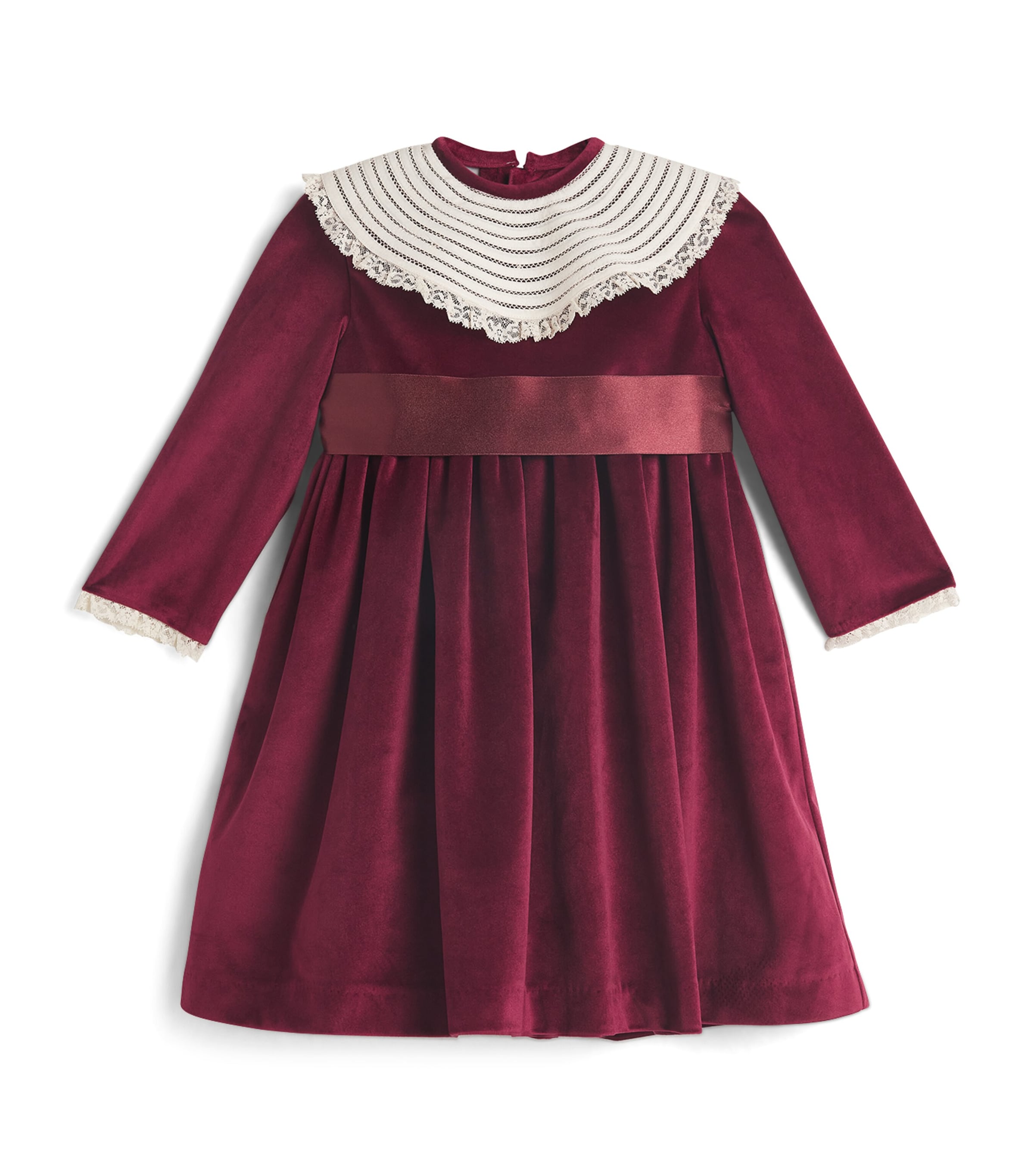 Pepa London Kids' Velvet Collared Dress In Burgundy