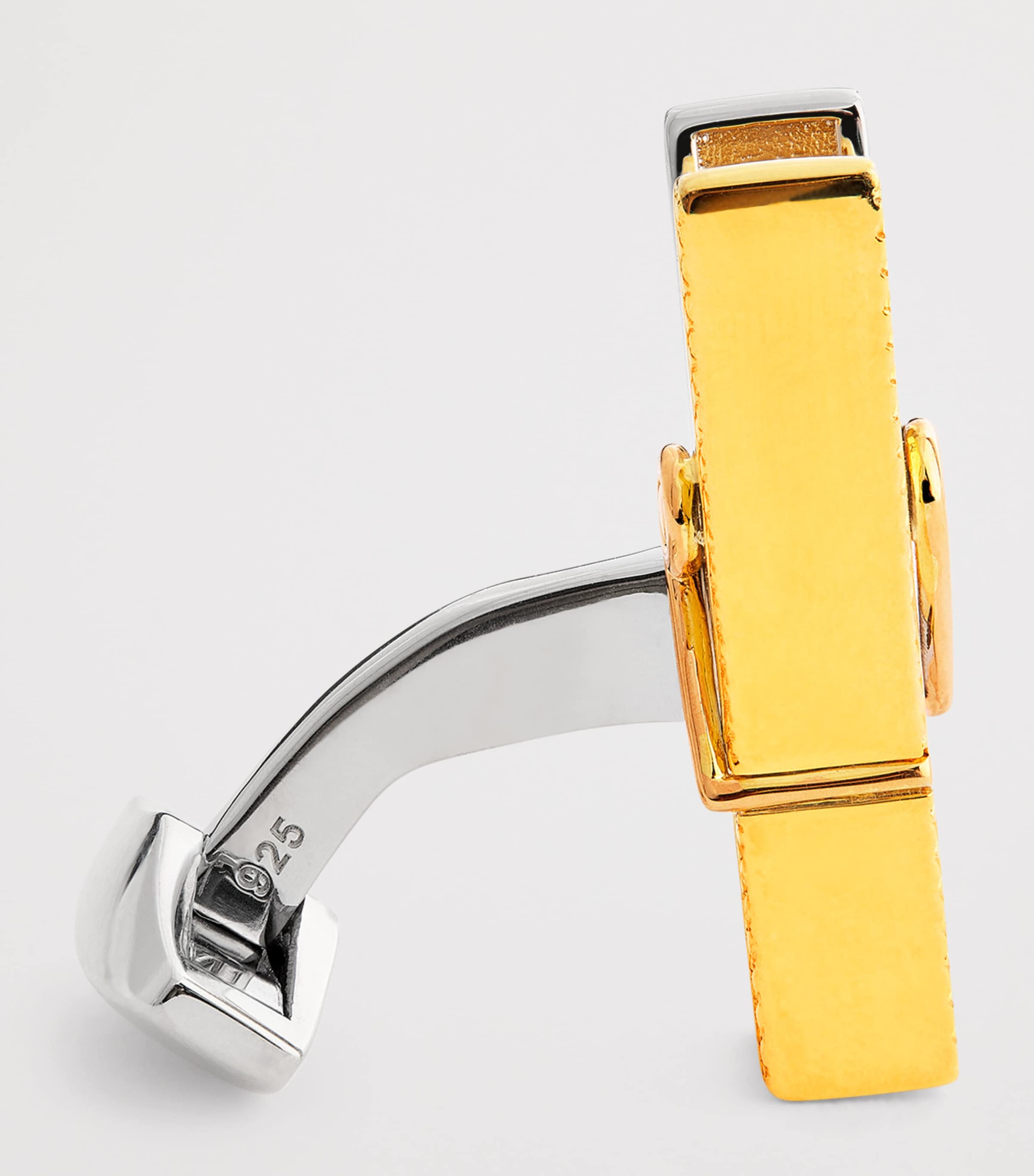 Tateossian Sterling Silver Mayfair Peg Cufflinks Sil & Gld Colour Image 4