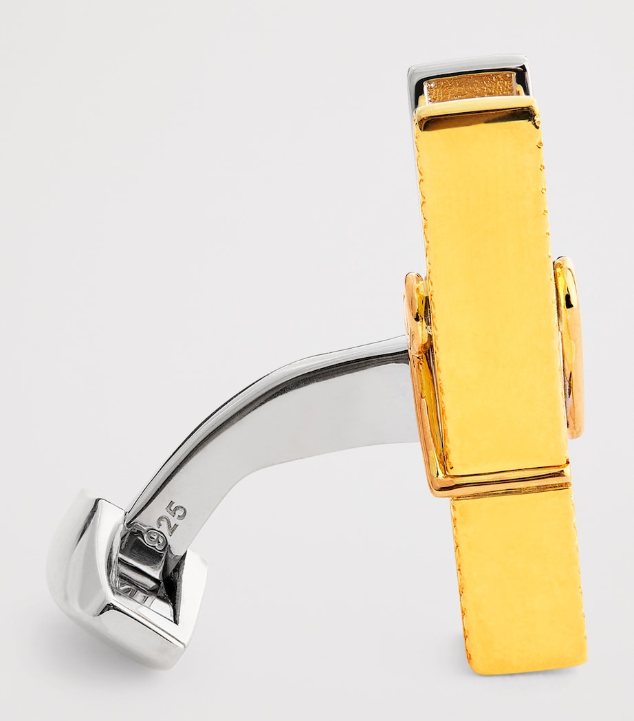 Sterling Silver Mayfair Peg Cufflinks SIL & GLD COLOUR Image 4
