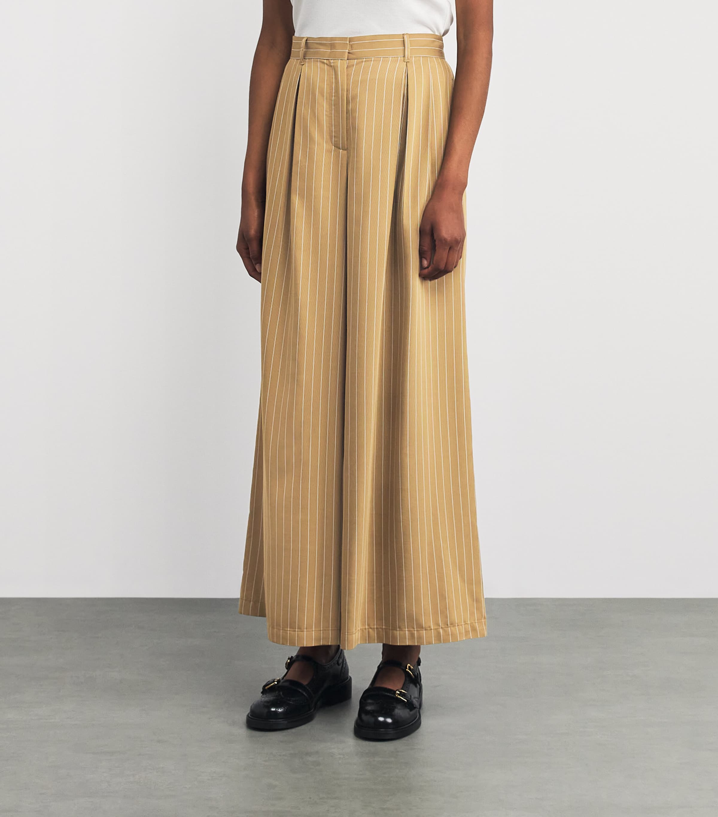 Pinstripe Wide-Leg Trousers OCHRE Image 3