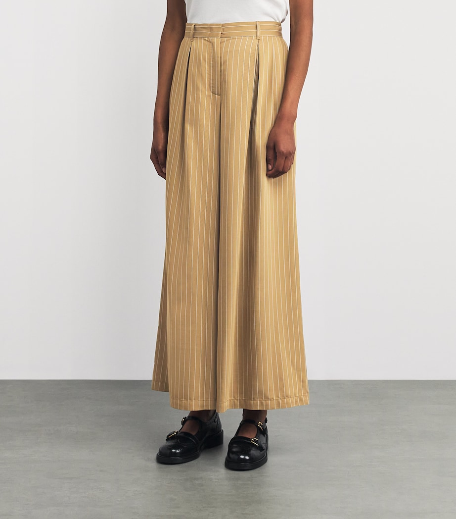 Pinstripe Wide-Leg Trousers OCHRE Image 3