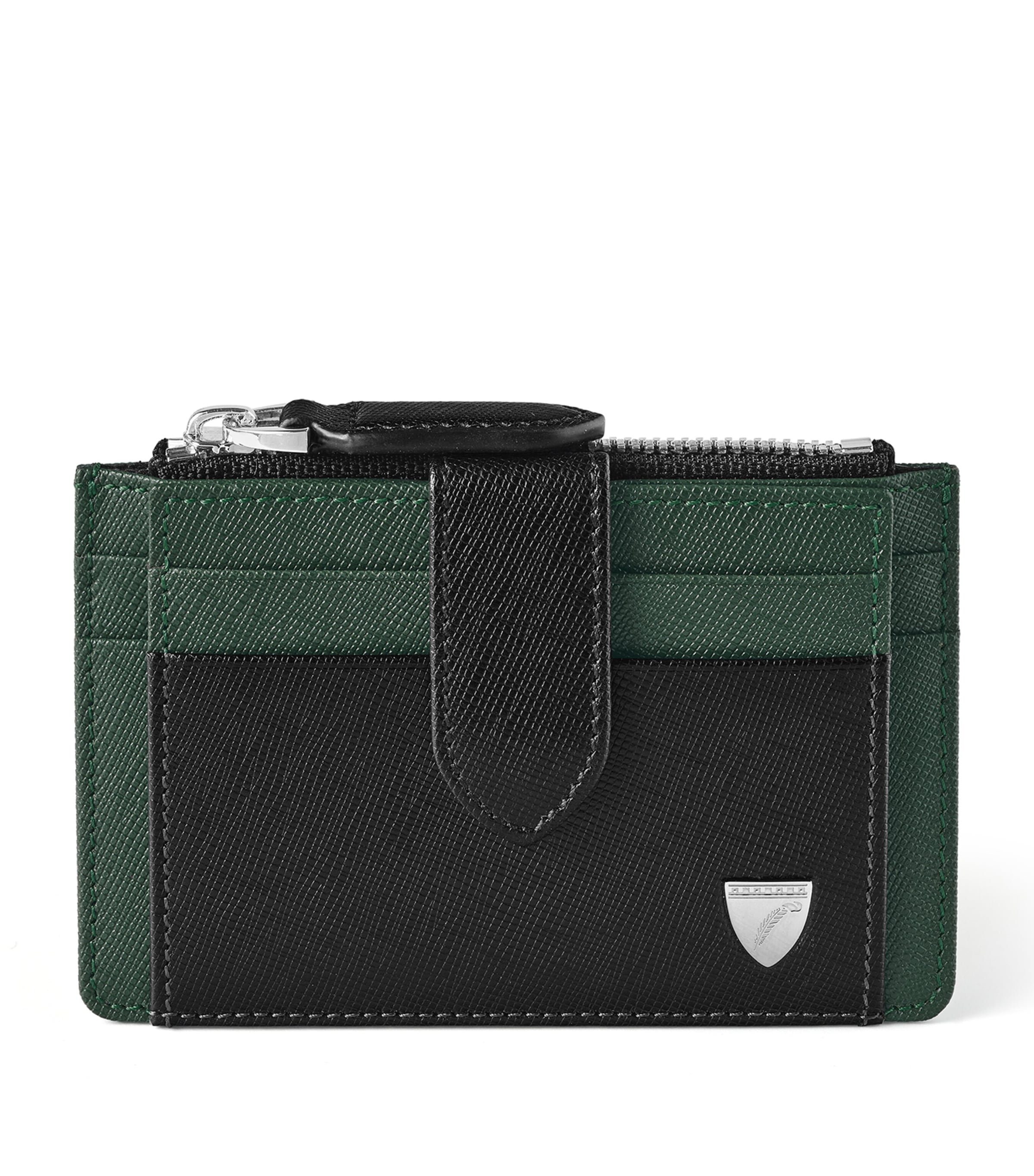 Aspinal Of London Logo-stam Leather Cardholder In Black