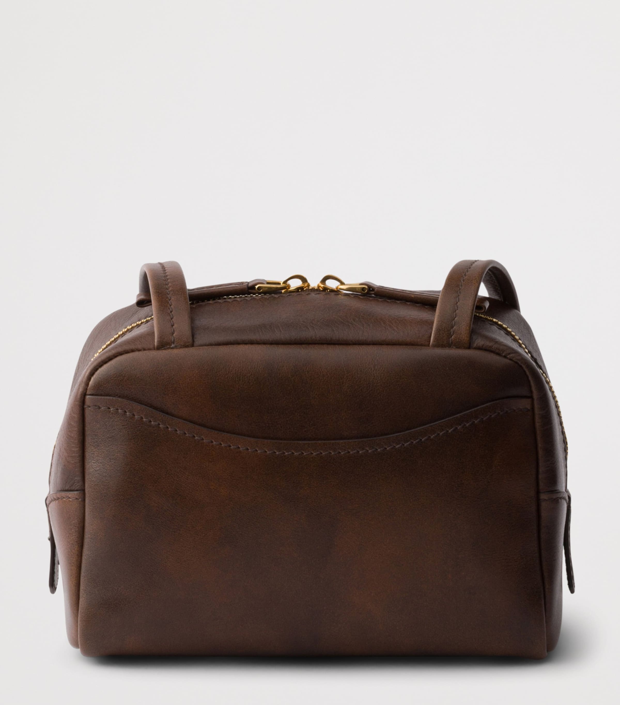 Prada Mini Antique Leather Carry Top-Handle Bag Brown Image 3