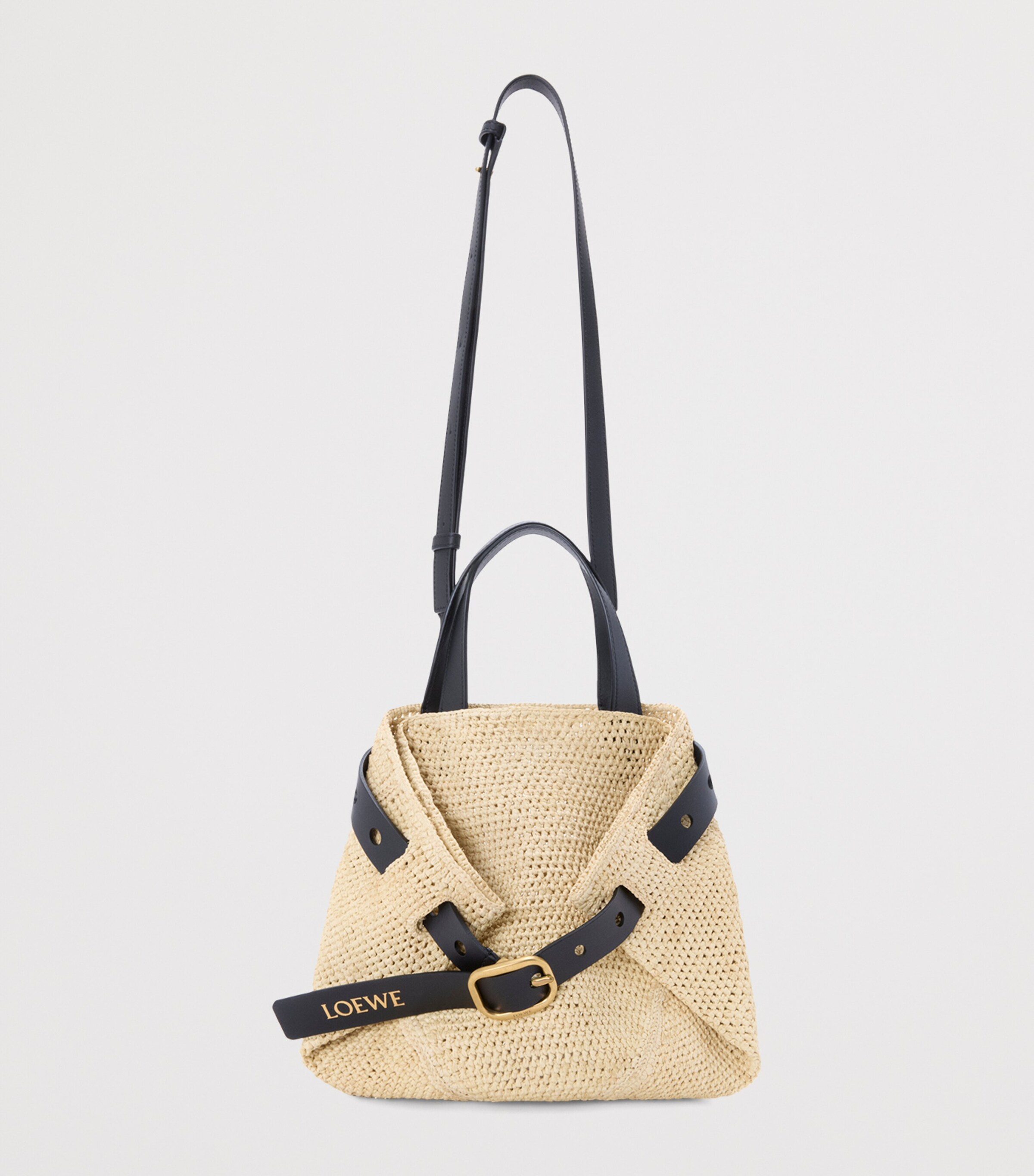 LOEWE Mini Raffa Punch Hole Tote Bag Natural Image 4