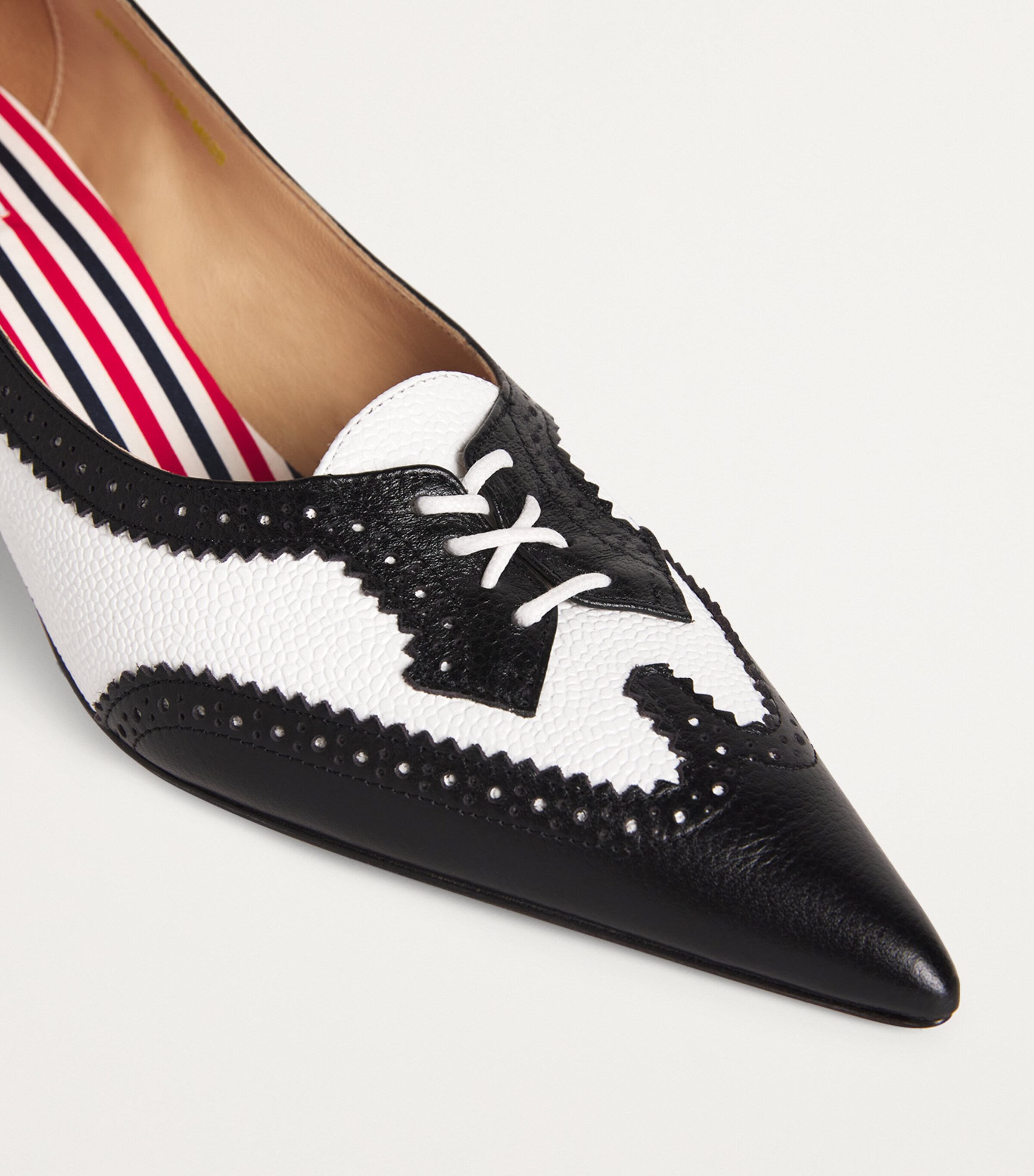Leather Wingtip Pumps 55 BLK/WHT Image 7