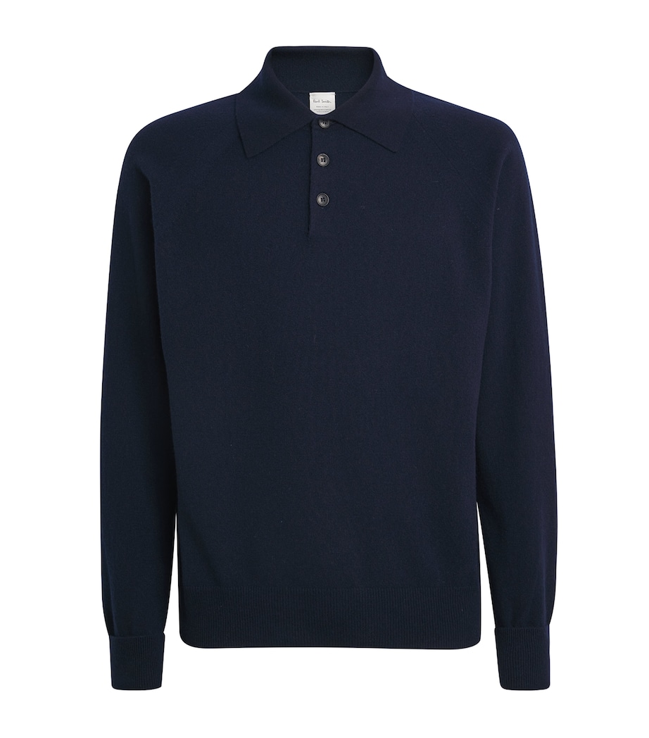 Paul Smith Mens Cashmere Polo Sweater Dark Navy Image 1