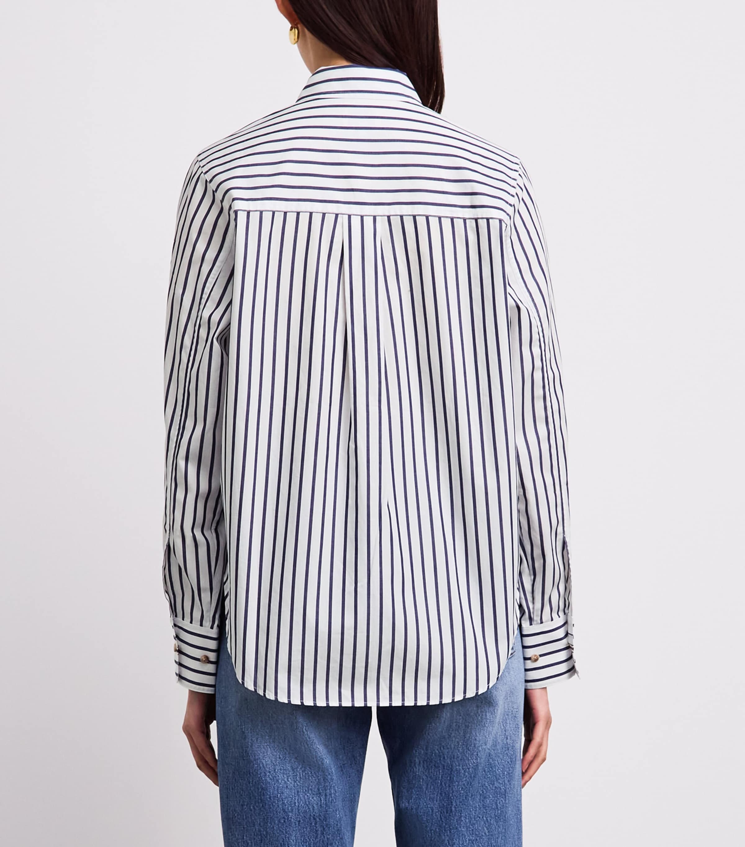 ME+EM Womens Relaxed Stripe Forever Shirt Soft White/navy Image 5