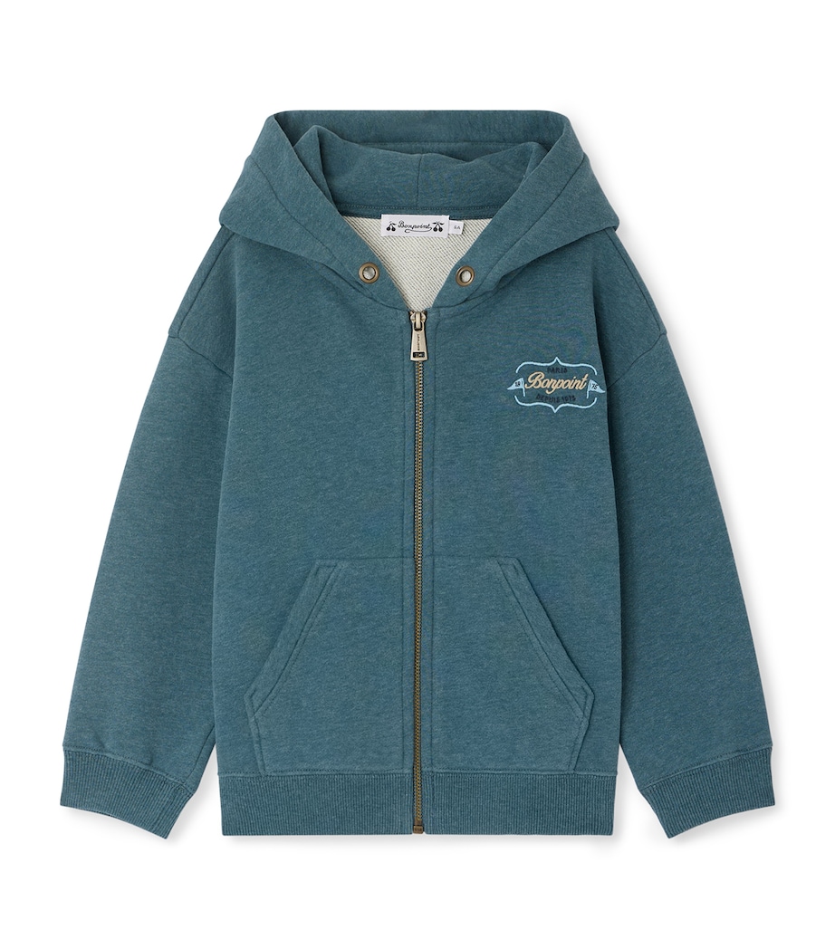 Bonpoint Cotton Elroy Zip-Up Hoodie (10-14 Years) Upb Emeraude Image 1