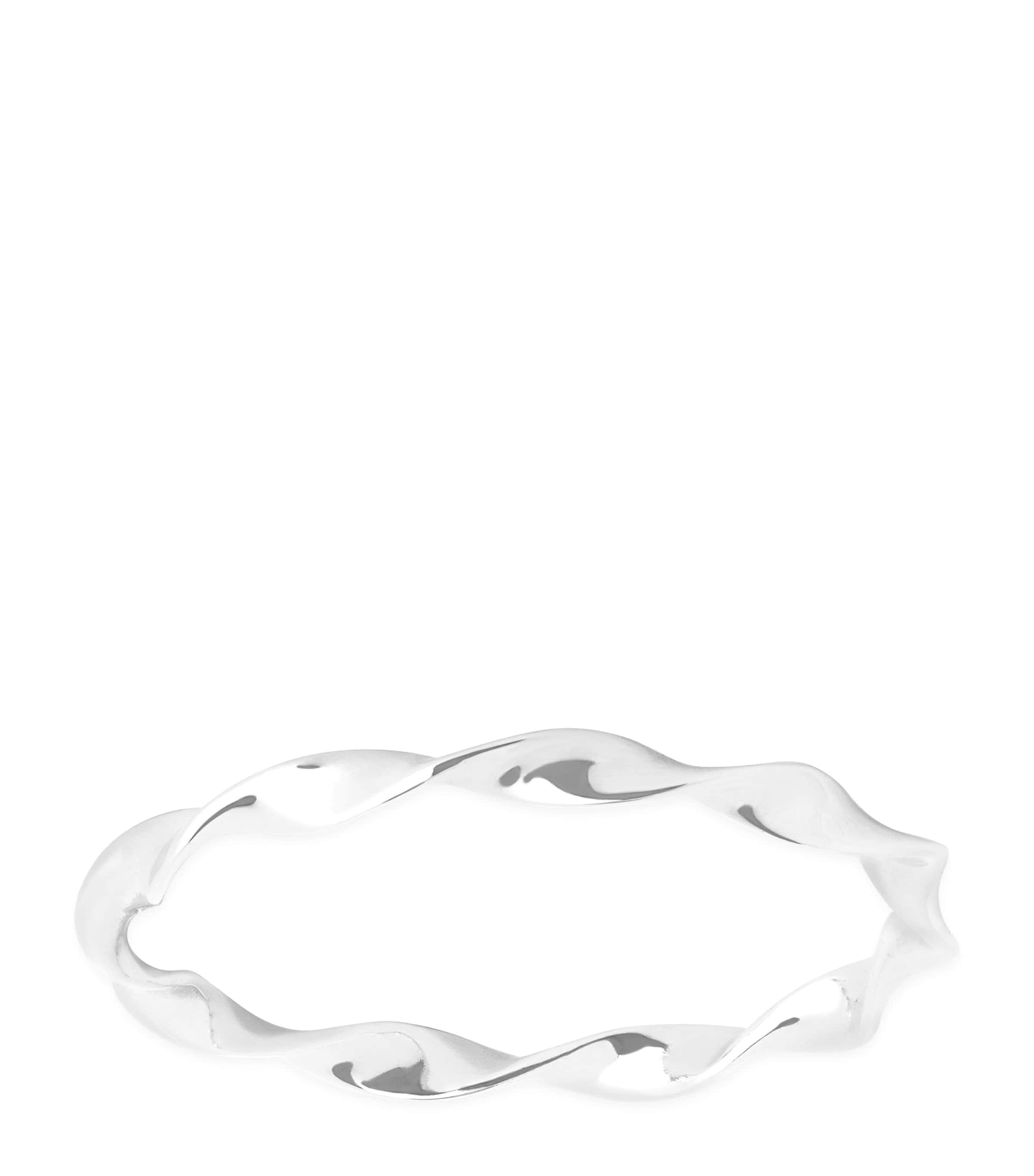Astrid & Miyu White Gold Twist Ring In Silver