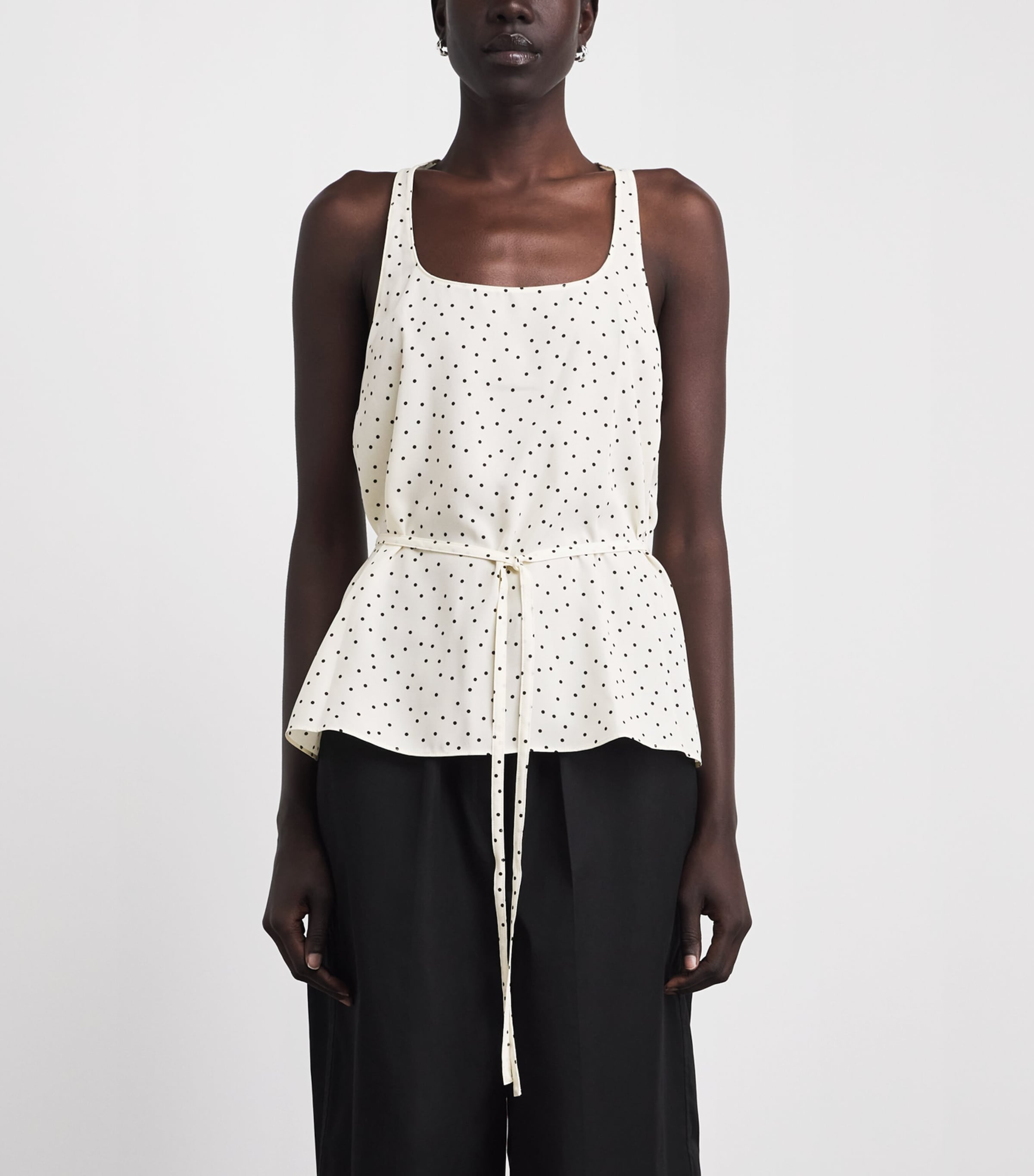Theory Womens Silk-Blend Polka-Dot Tank Top Chk Ivory Multi Image 4