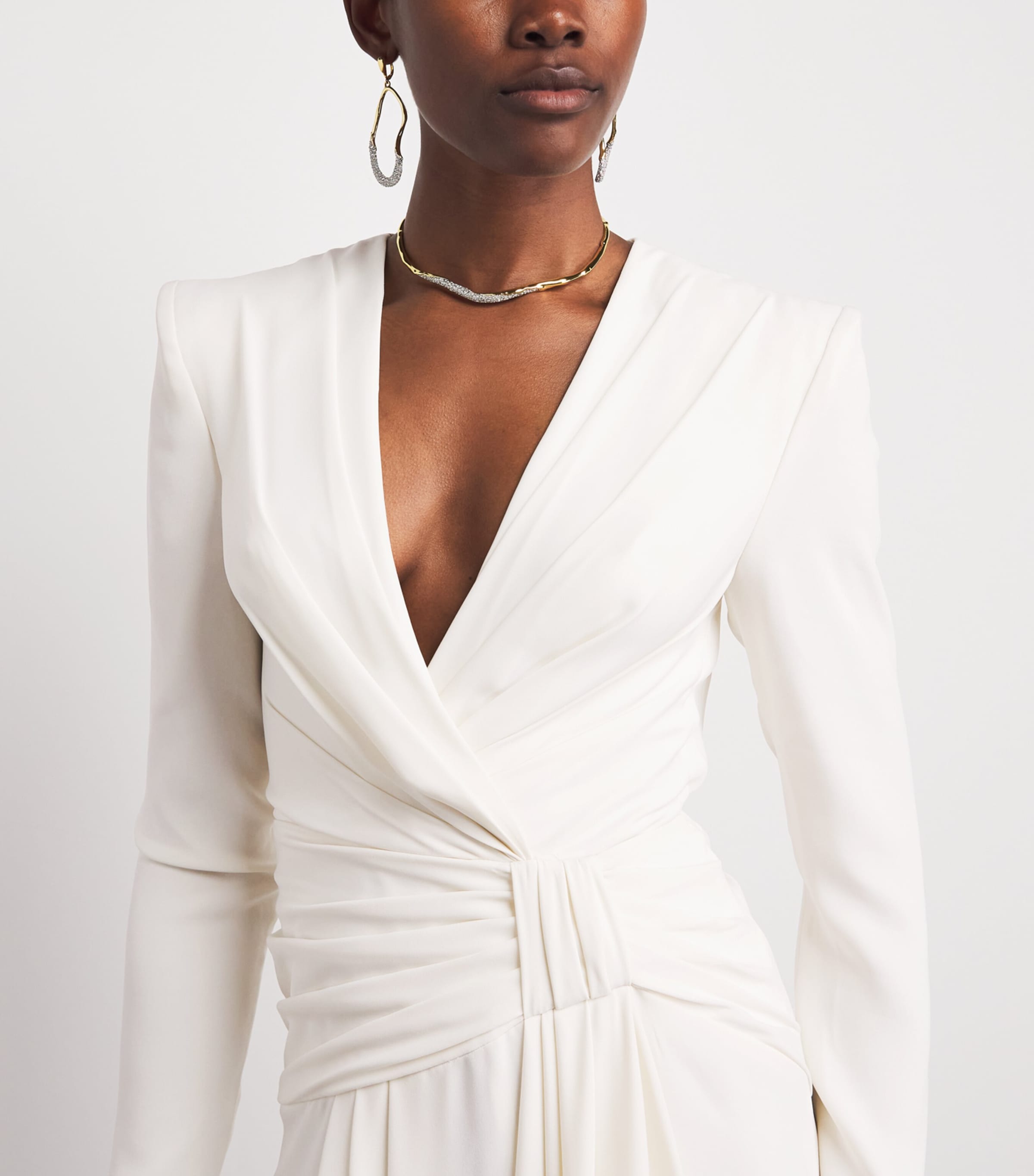 Zuhair Murad Womens Cady Draped Gown Wht Alyssium Image 3