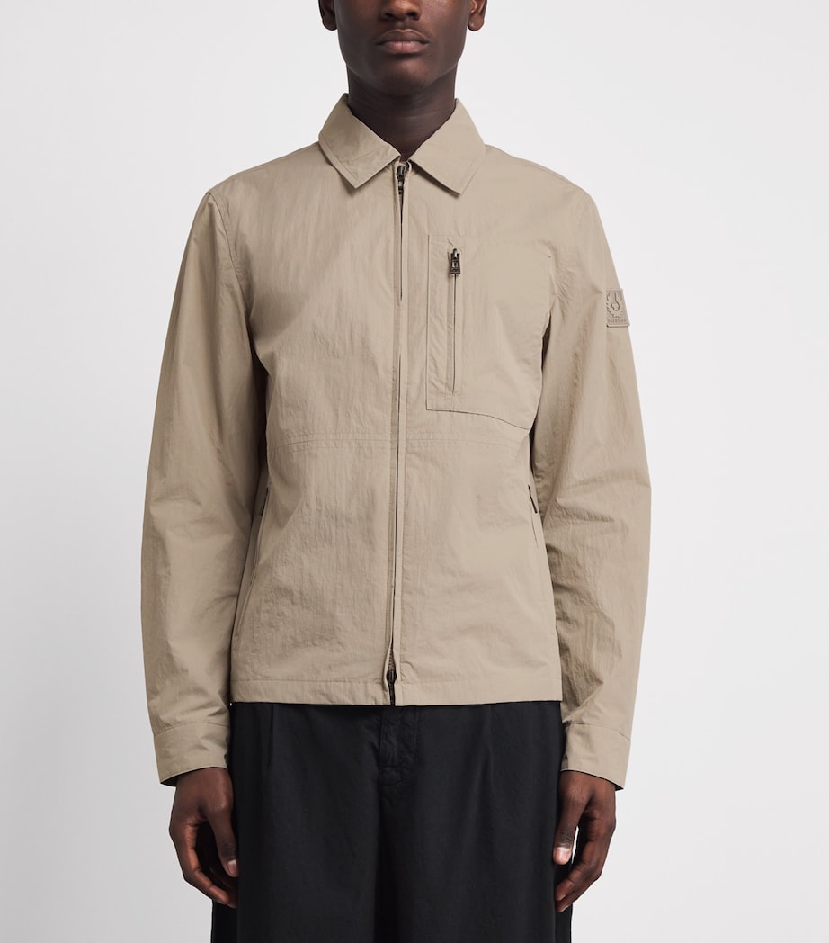 Belstaff Mens Gabardine Grid Overshirt Dark Sanddksnd Image 4