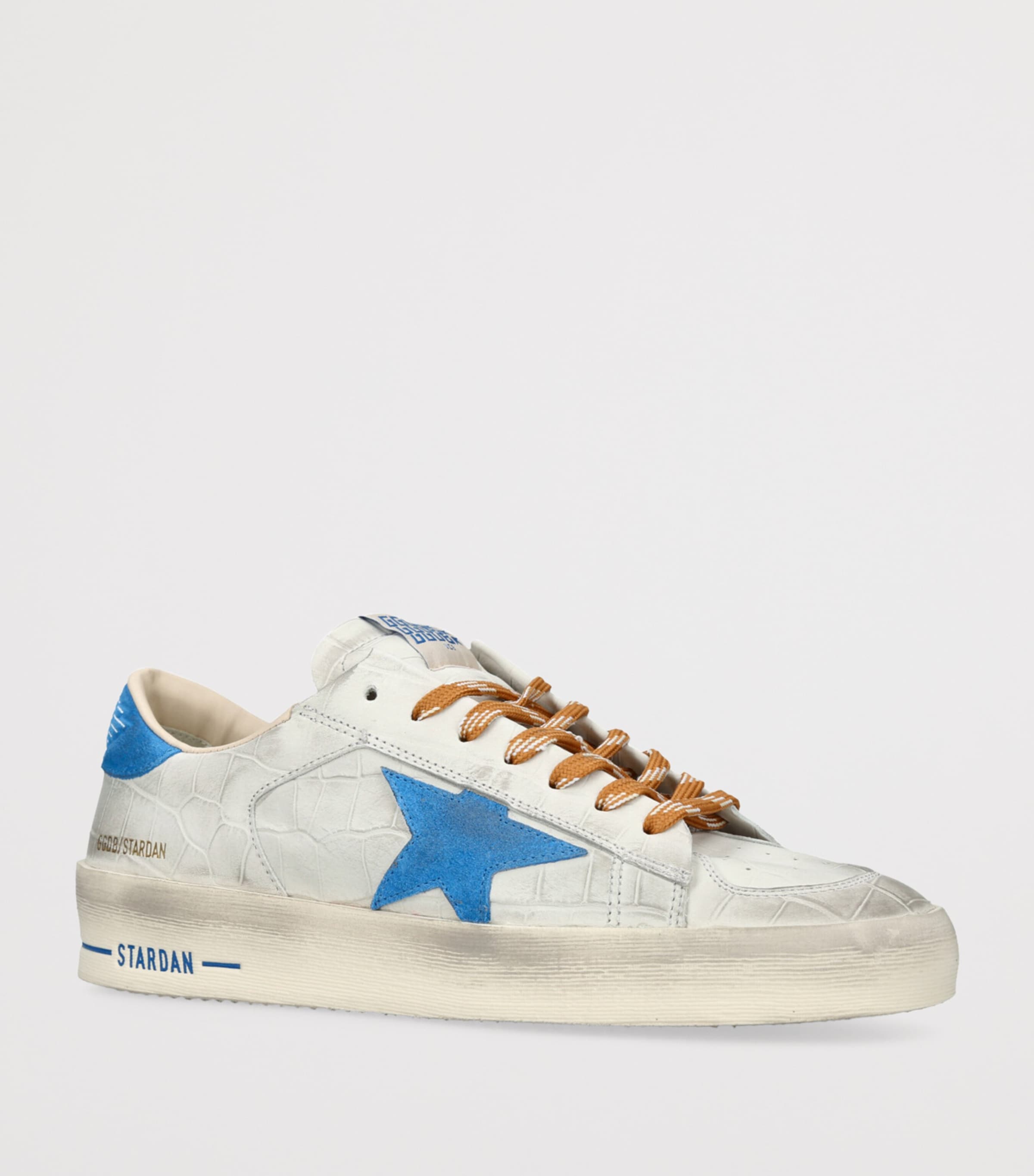 Croc-Embossed Leather Stardan Sneakers BLUE OTHER Image 3