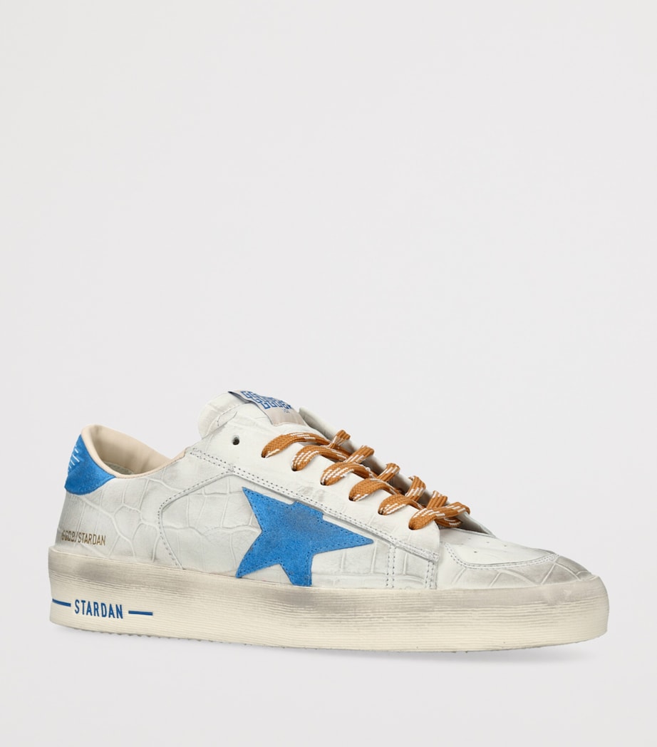 Croc-Embossed Leather Stardan Sneakers BLUE OTHER Image 3