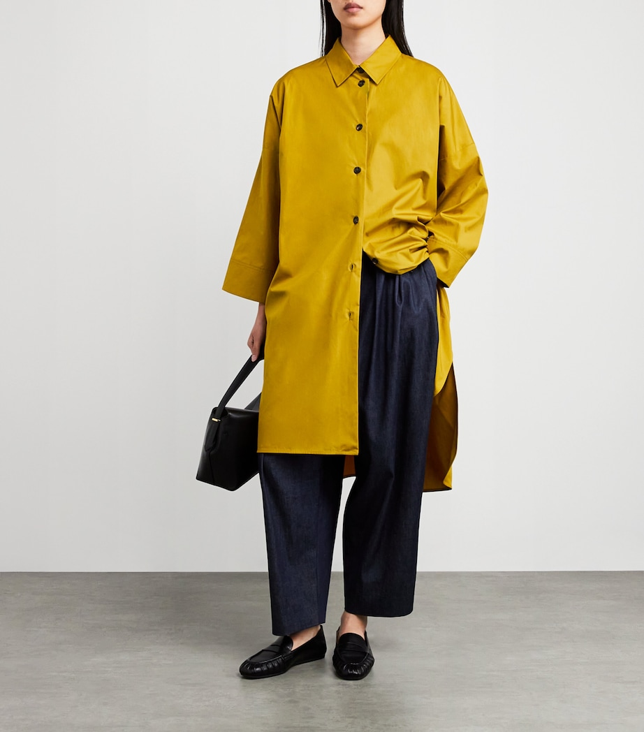 Cotton Midi Shirt Dress BRIGHT YELLOW Image 2