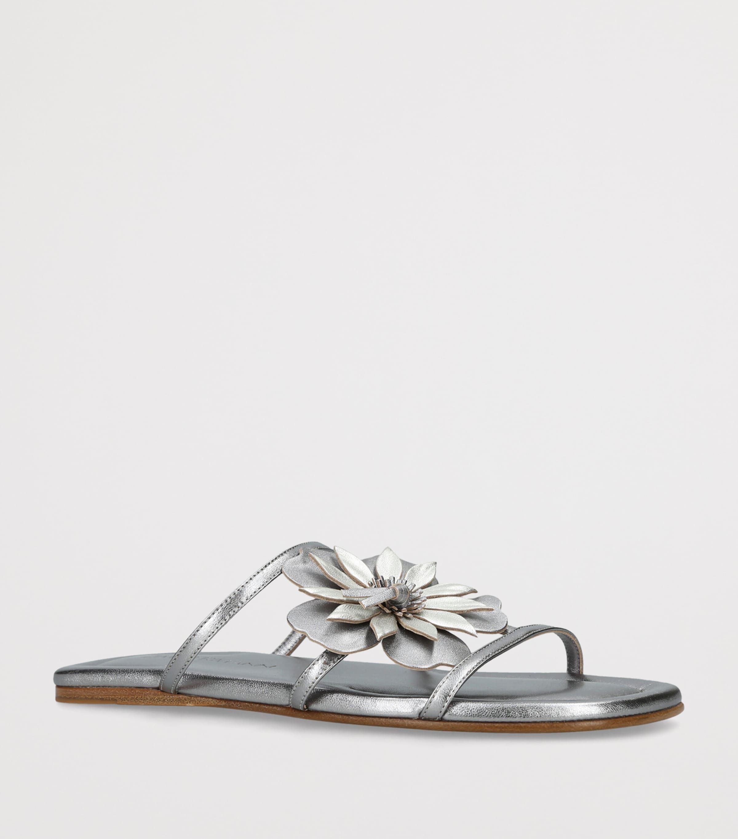 Zimmermann Metallic Leather Belara Slides Silver Image 2