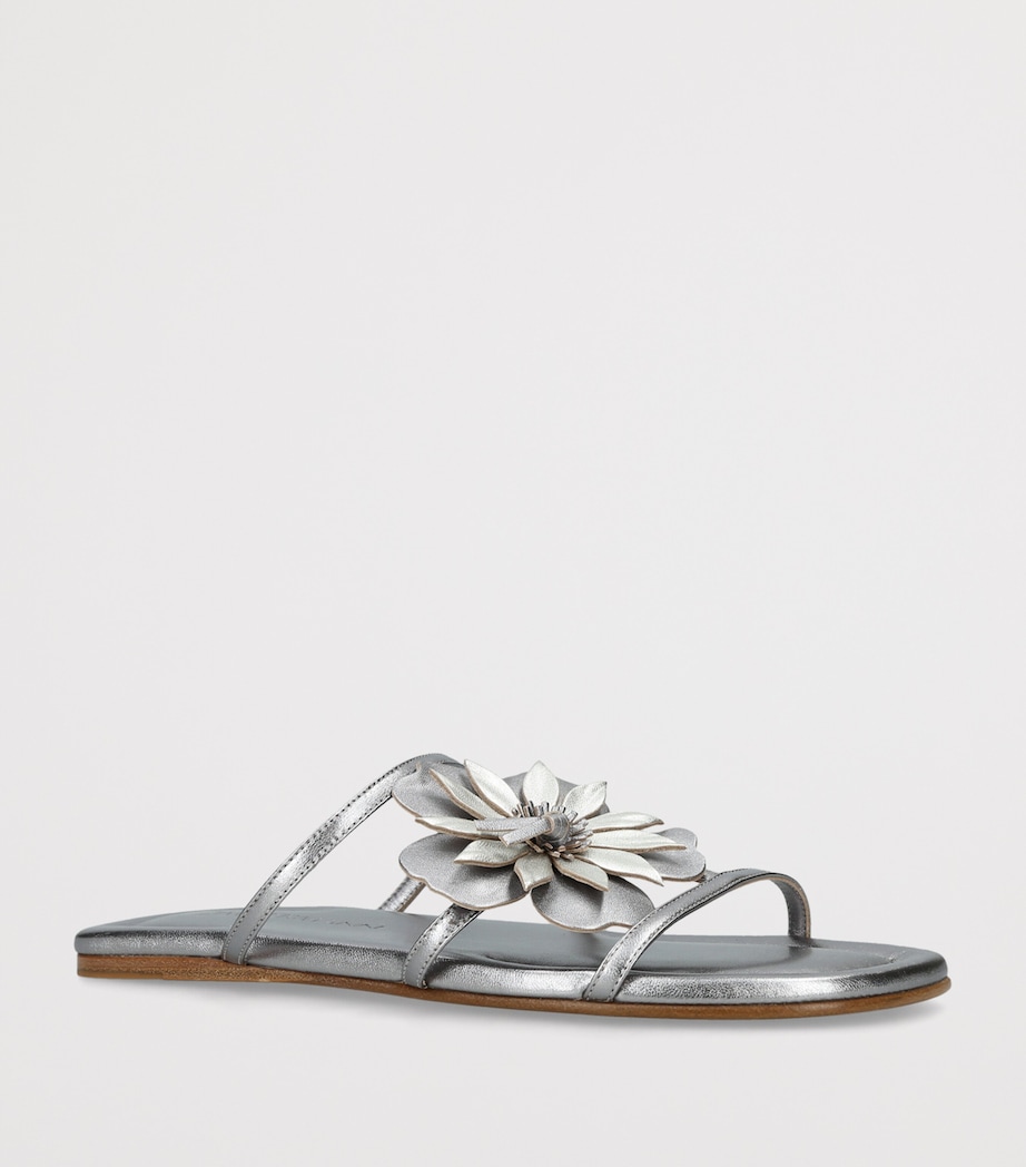 Zimmermann Metallic Leather Belara Slides Silver Image 2