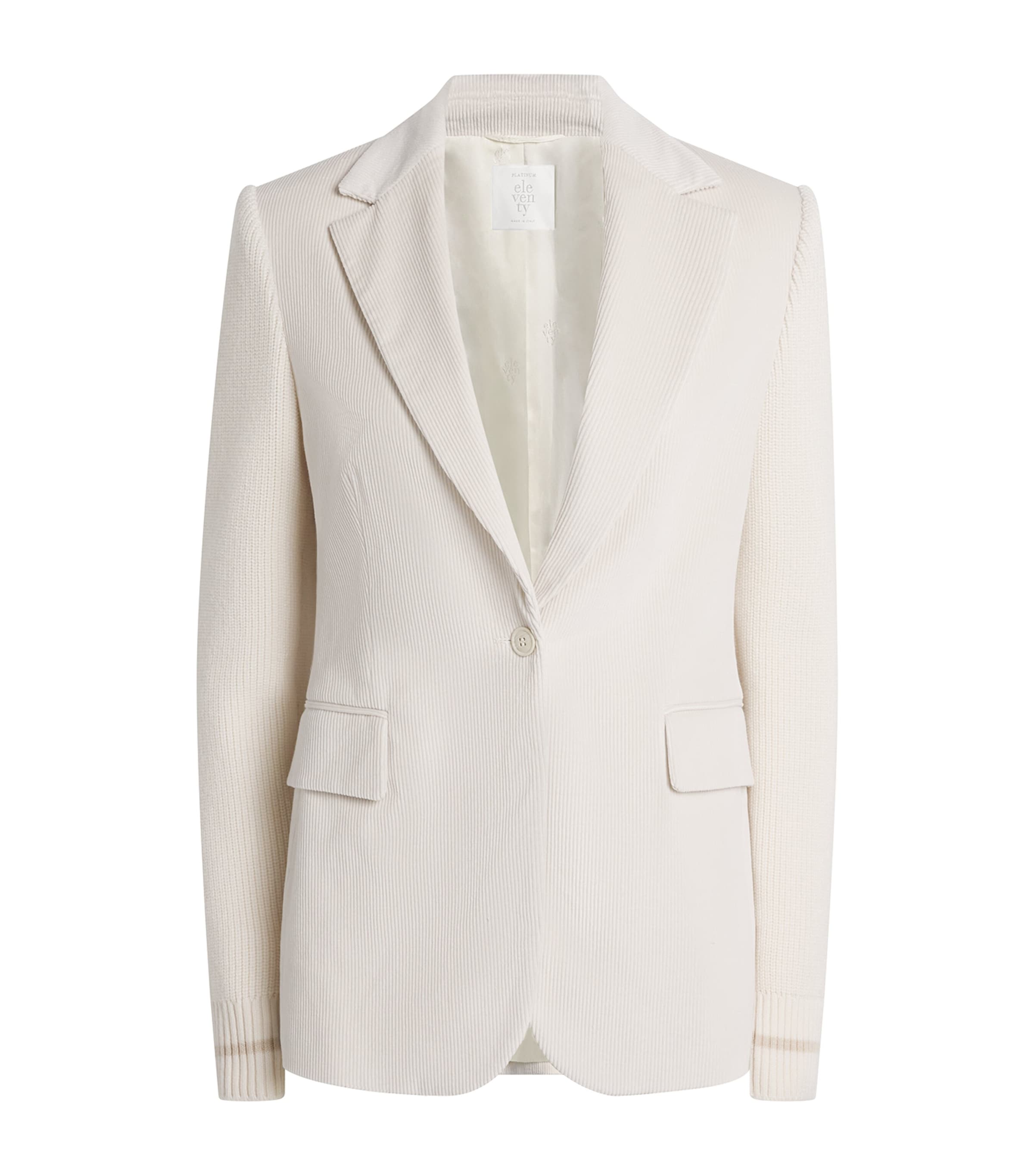 Eleventy Cotton-blend Corduroy Single-button Blazer In White